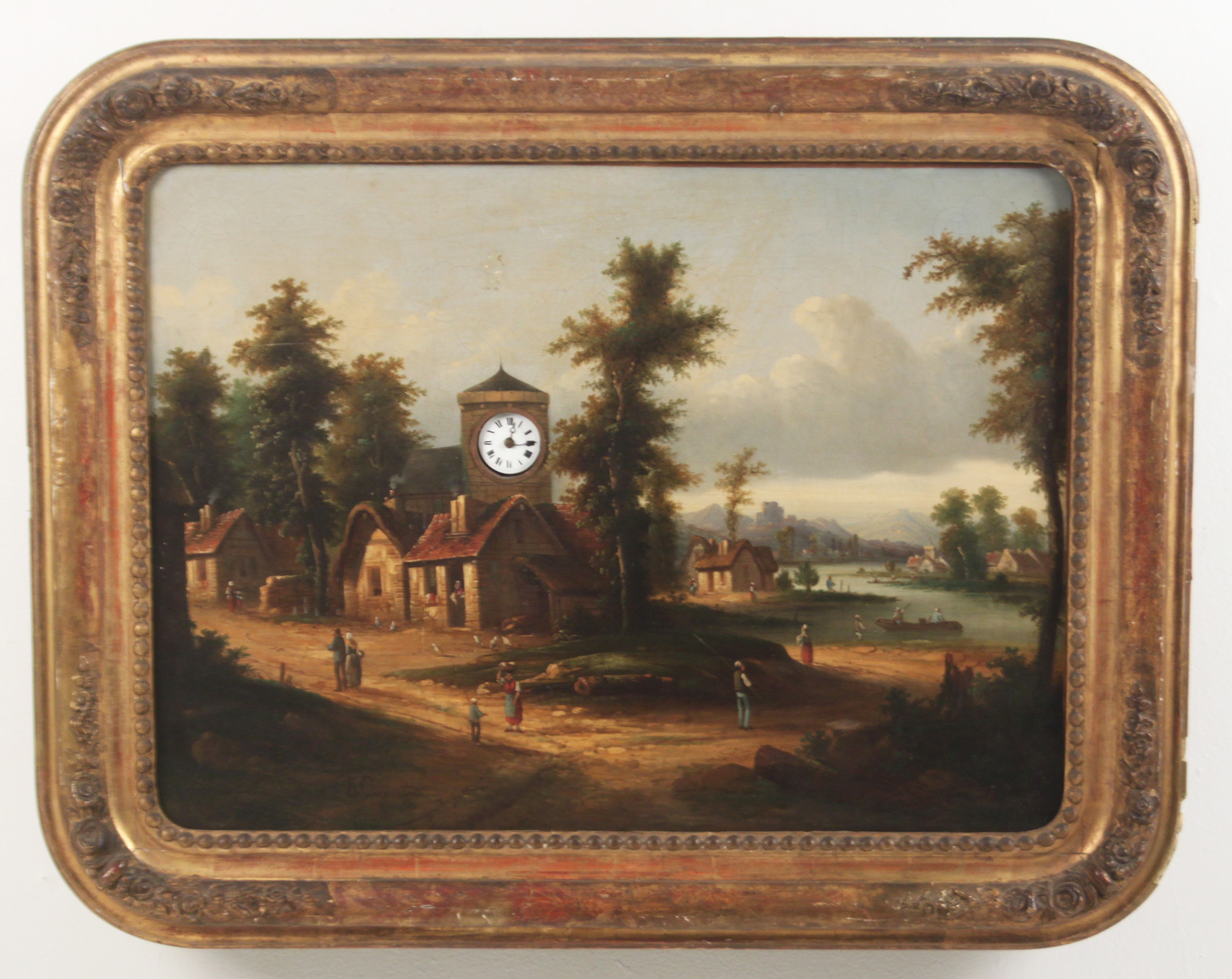 19TH C O C EUROPEAN VILLAGE SCENE 35ef18