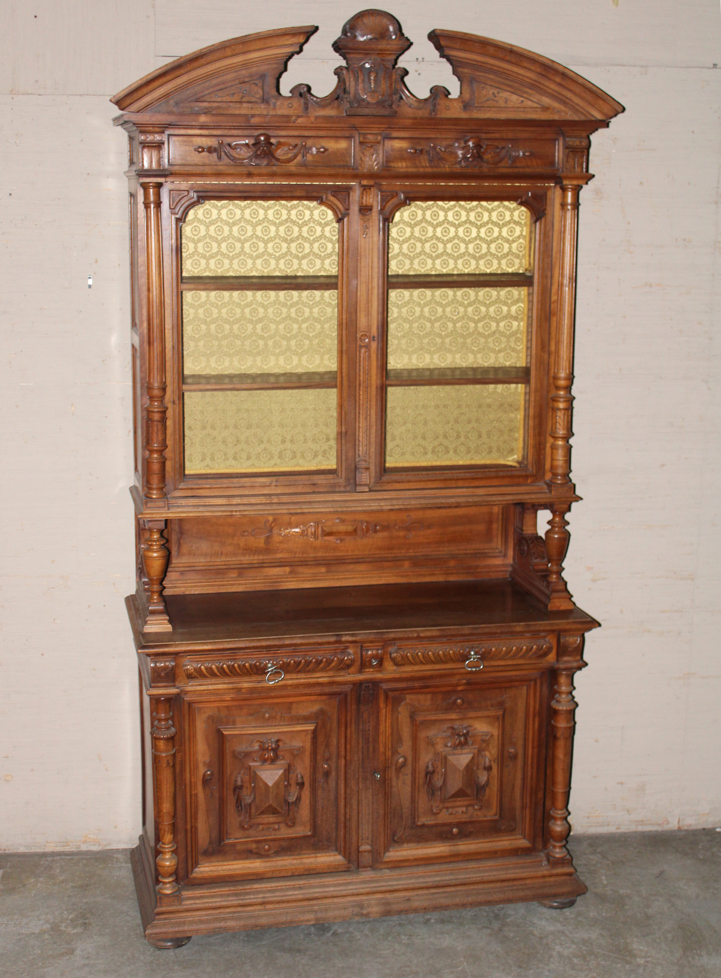 FRENCH LOUIS XVI STYLE WALNUT BIBLIOTHEQUE,