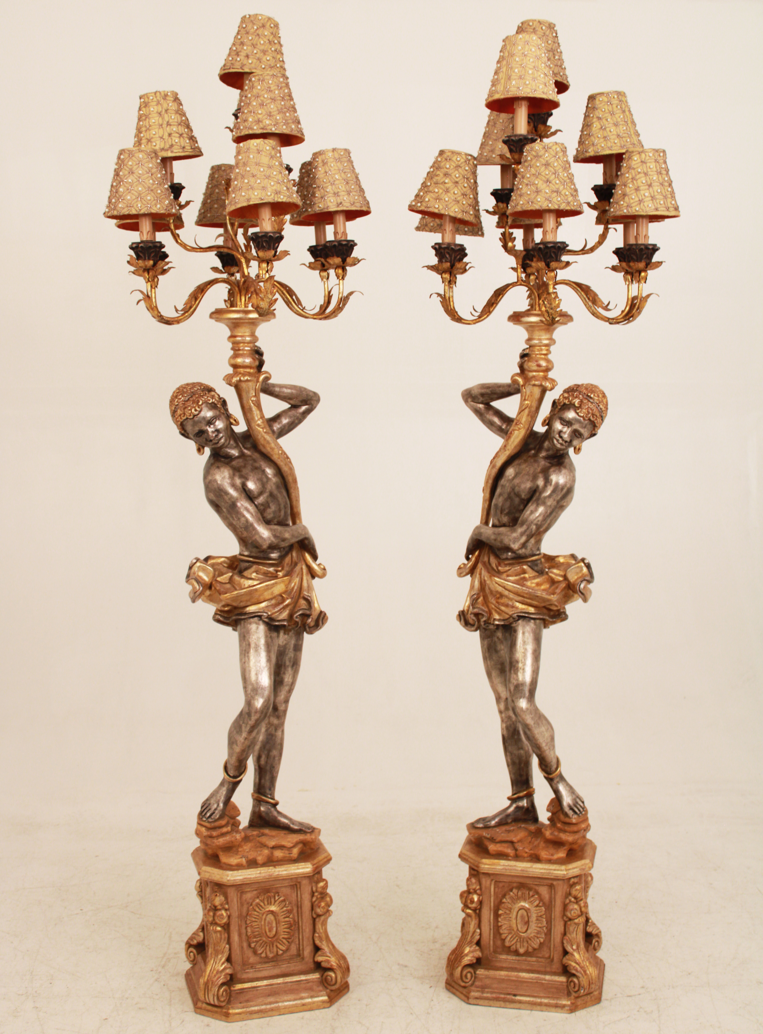 PR OF CARVED WOOD NUBIAN 10 LIGHT 35ef26