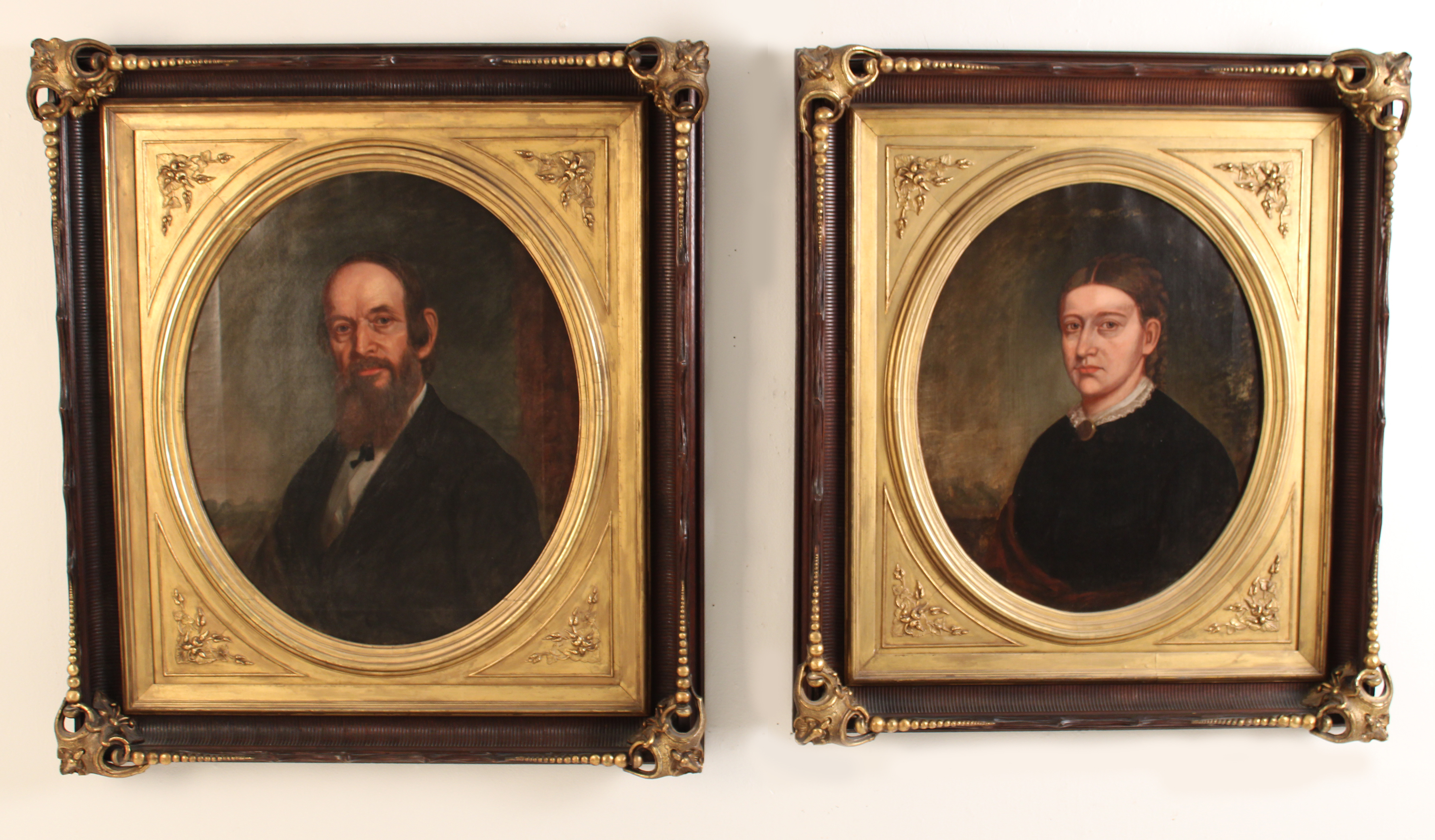 PR. OF OVAL PAINTED O/C PORTRAITS