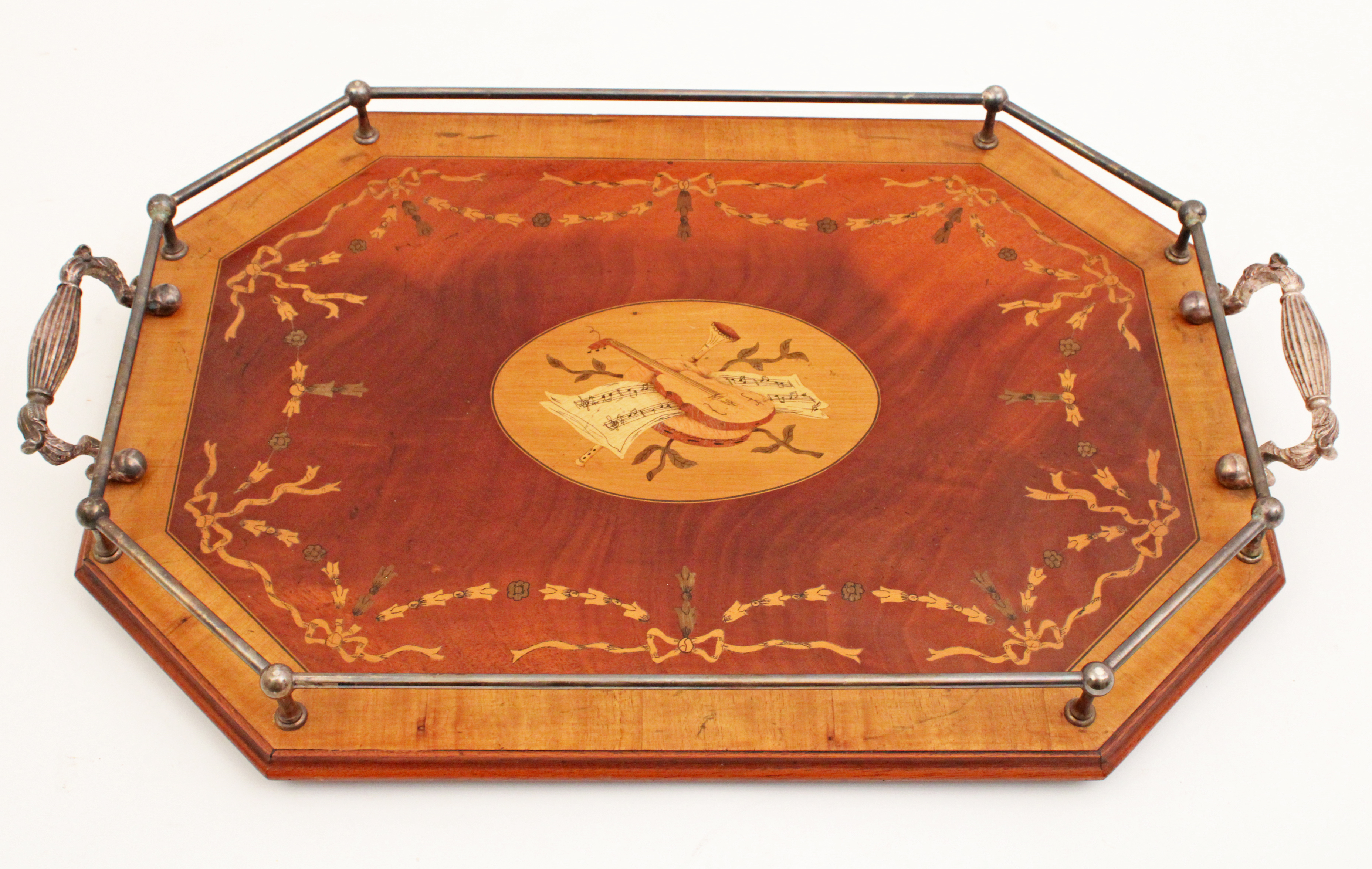 MARQUETRY INLAID DOUBLE HANDLED
