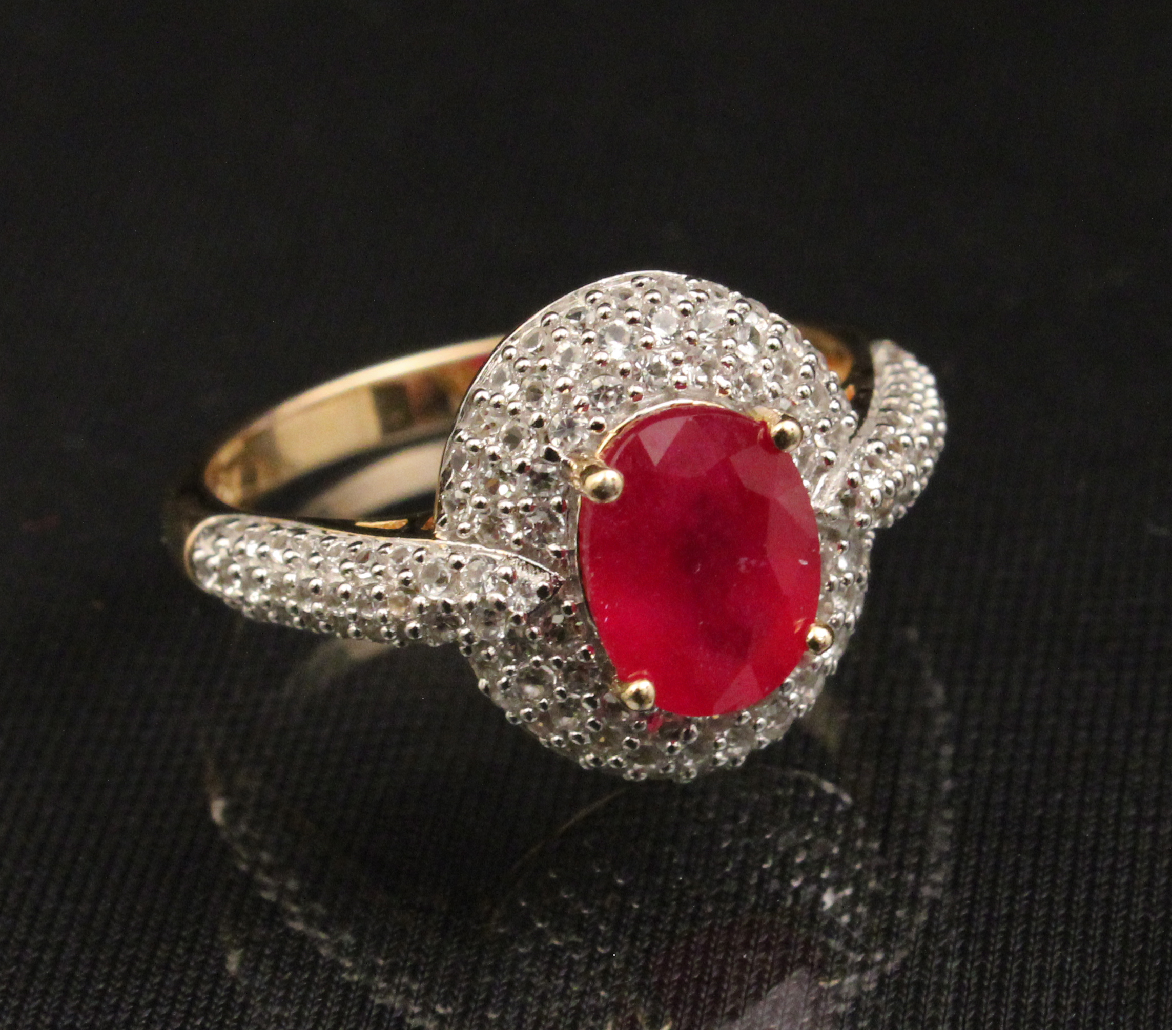 RUBY AND WHITE TOPAZ GOLD OVER 35f001