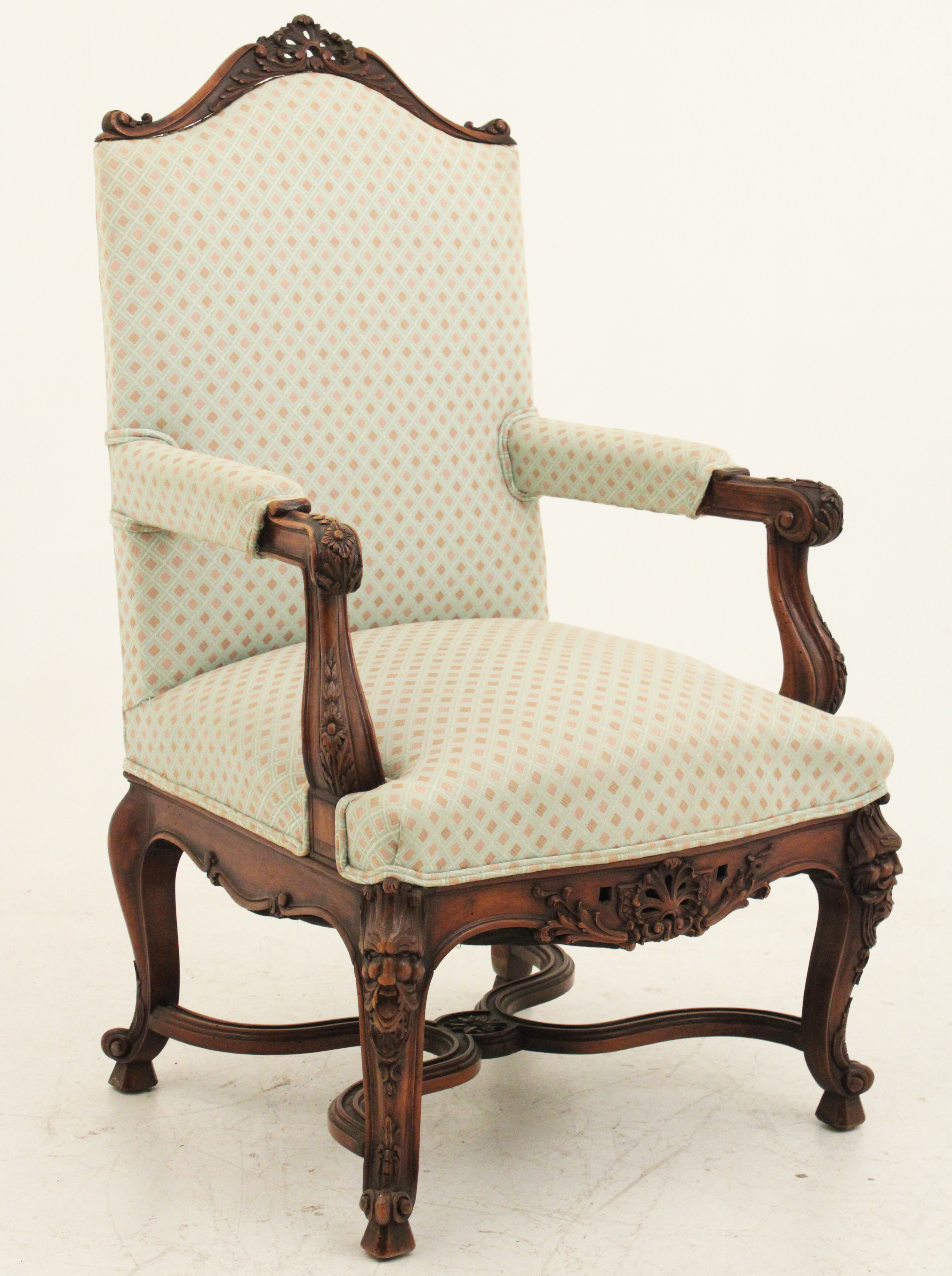 LOUIS XV STYLE WALNUT FAUTEUIL