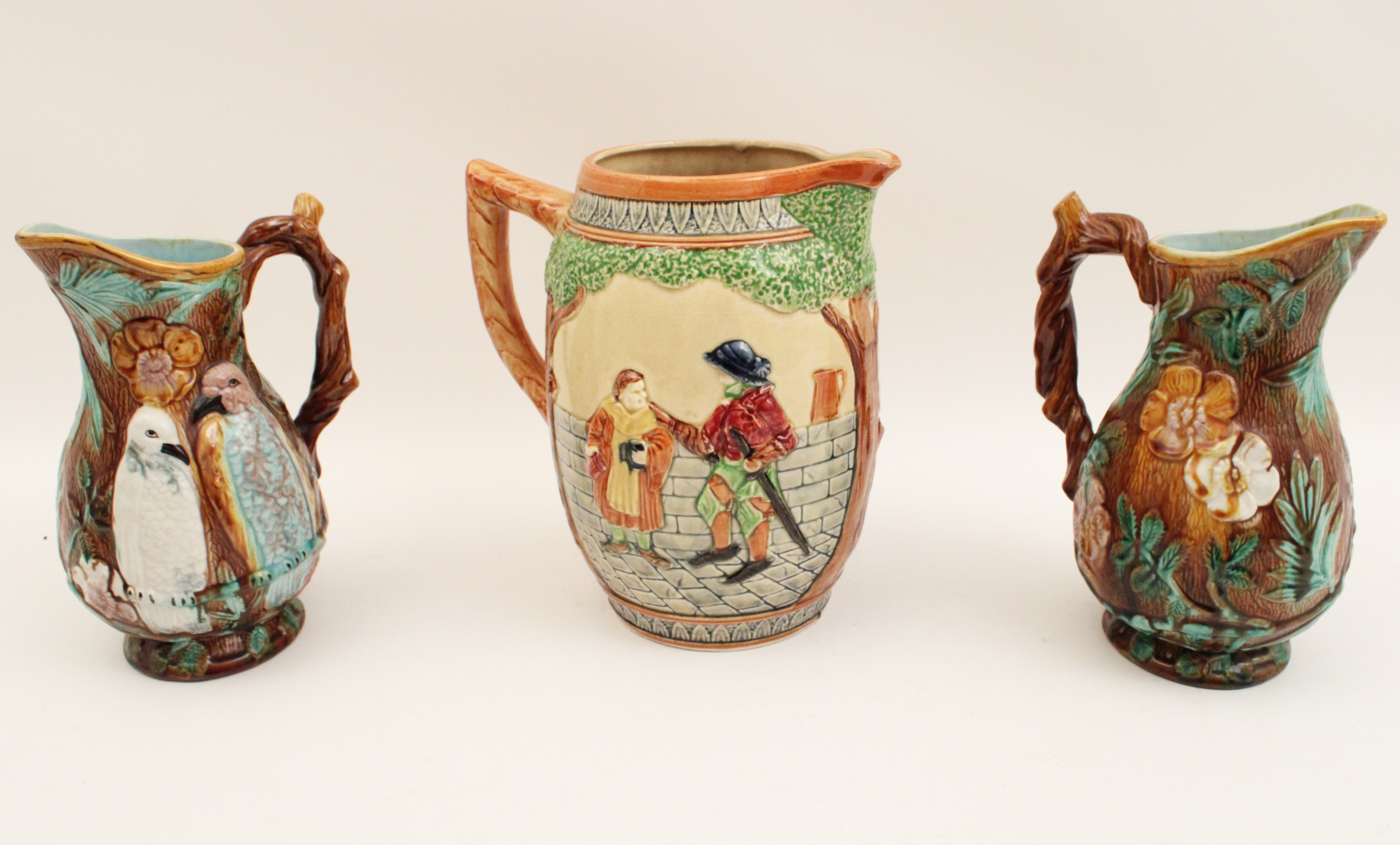 3 MAJOLICA WATER PITCHERS 3 MAJOLICA 35f06c