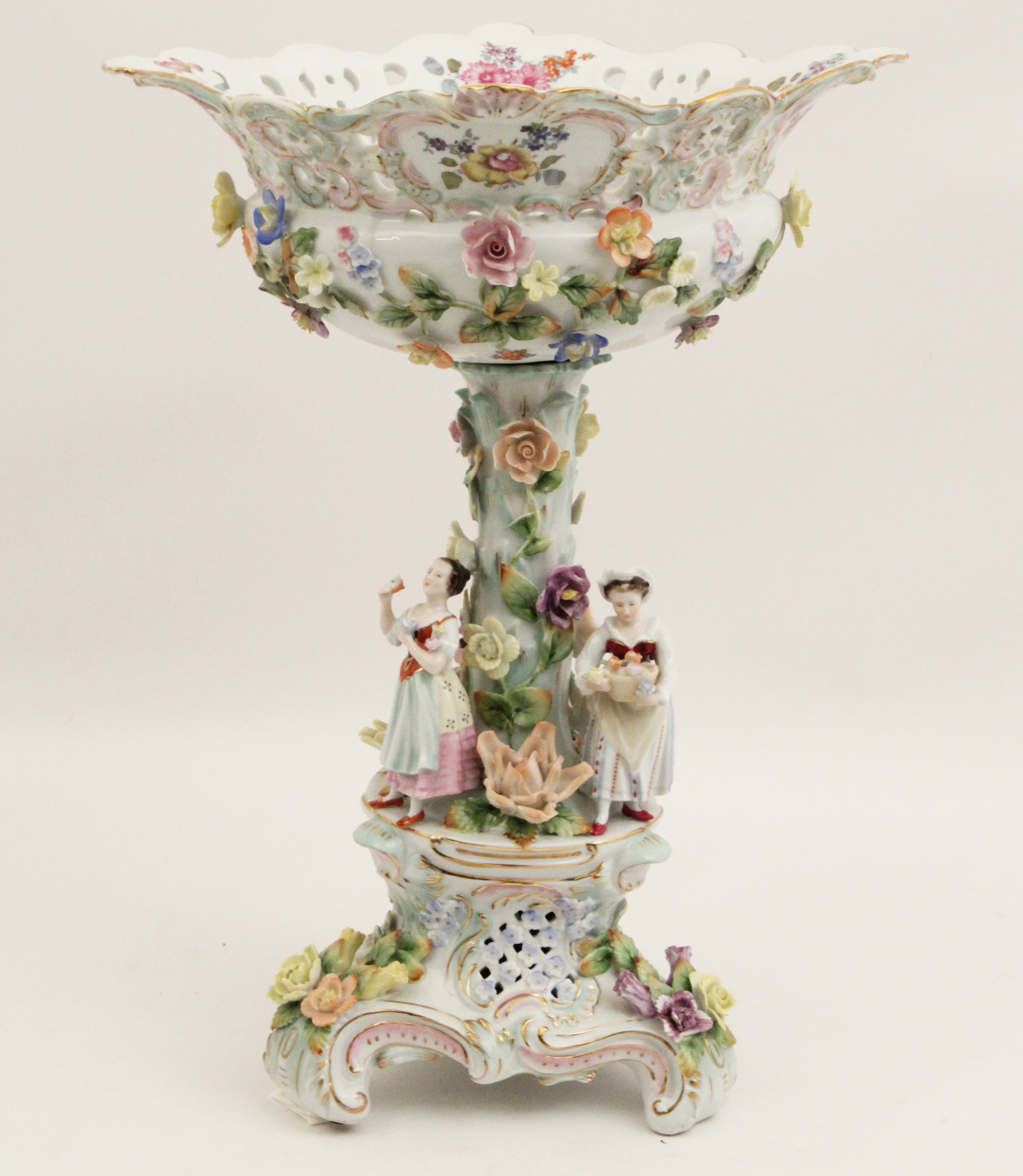 GERMAN PORCELAIN COMPOTE; 18"H