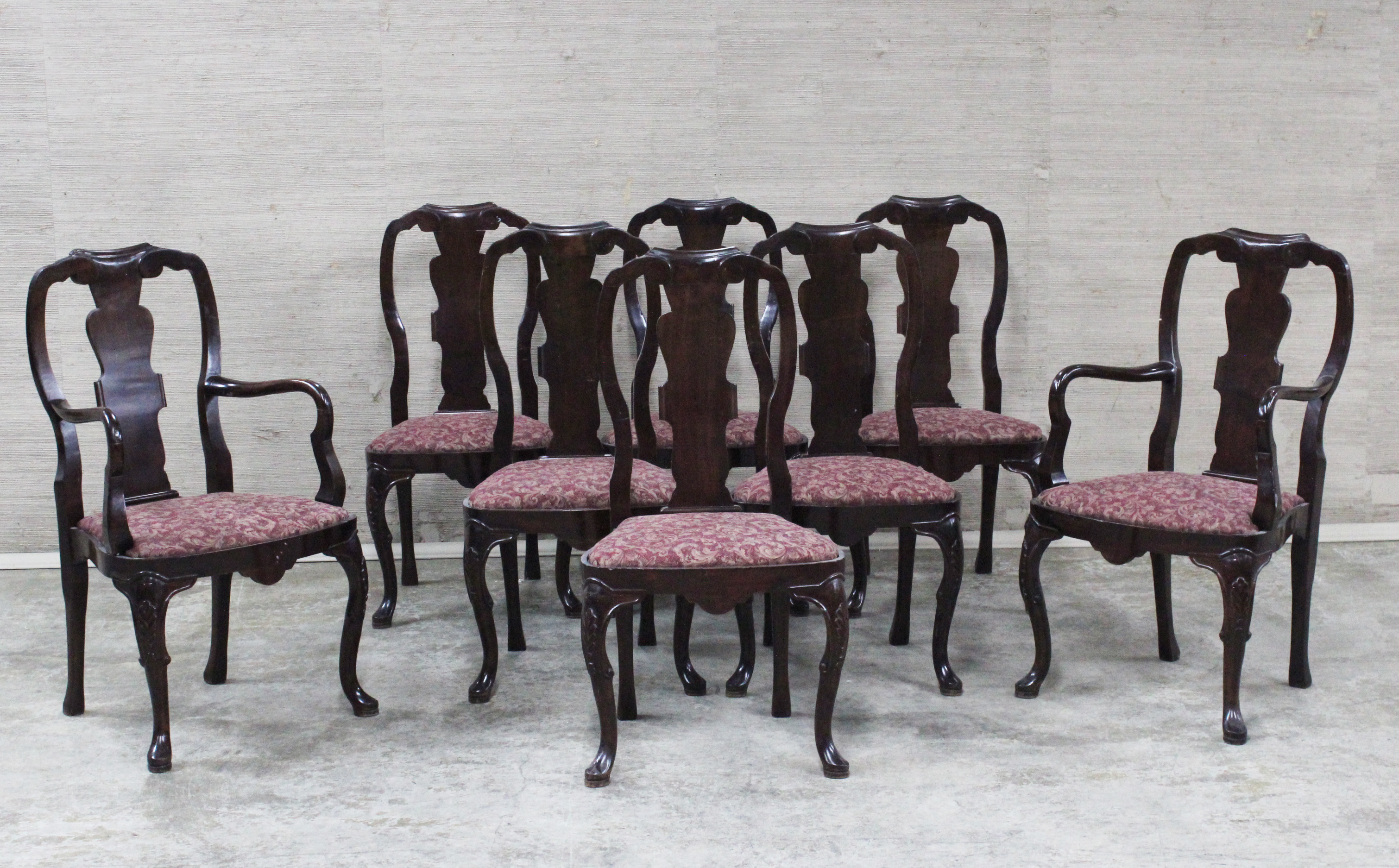 SET OF 8 MAHOGANY QUEEN ANNE STYLE 35f0a5