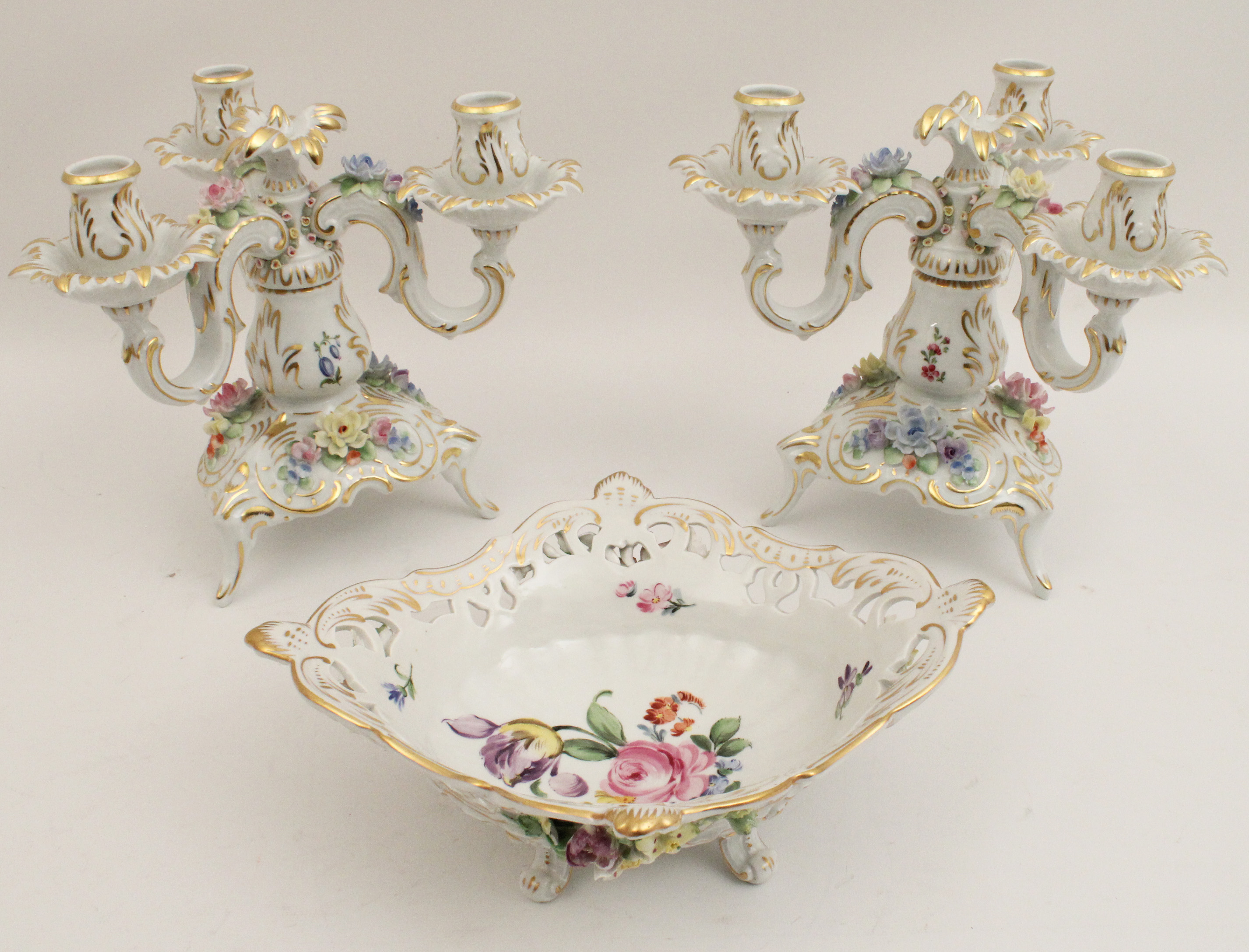 3 PC. DRESDEN PORCELAIN GARNITURE