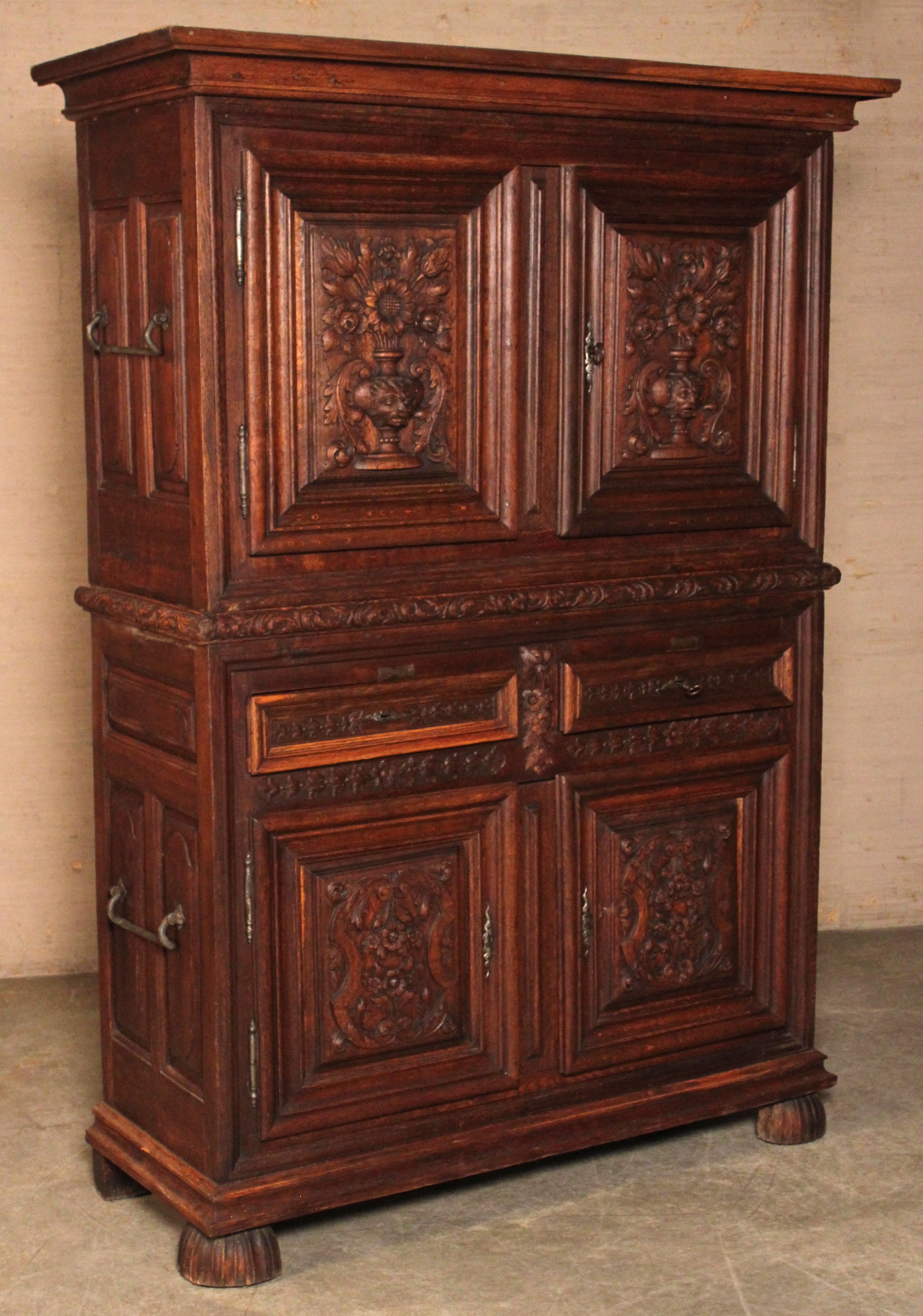 FRENCH OAK 2 PART DOCUMENT CABINET 35f0ff