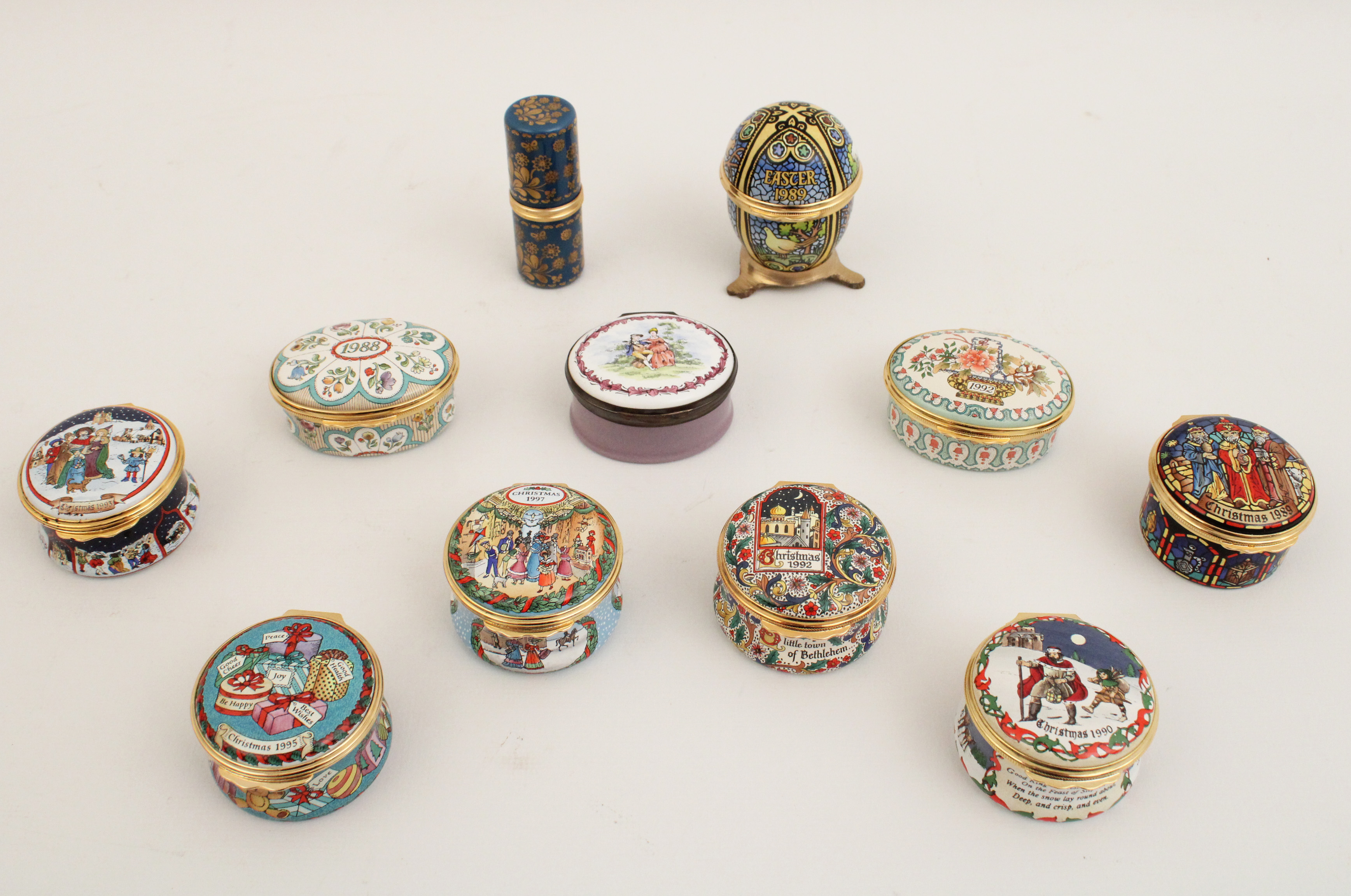 COLLECTION OF 11 ENGLISH ENAMEL