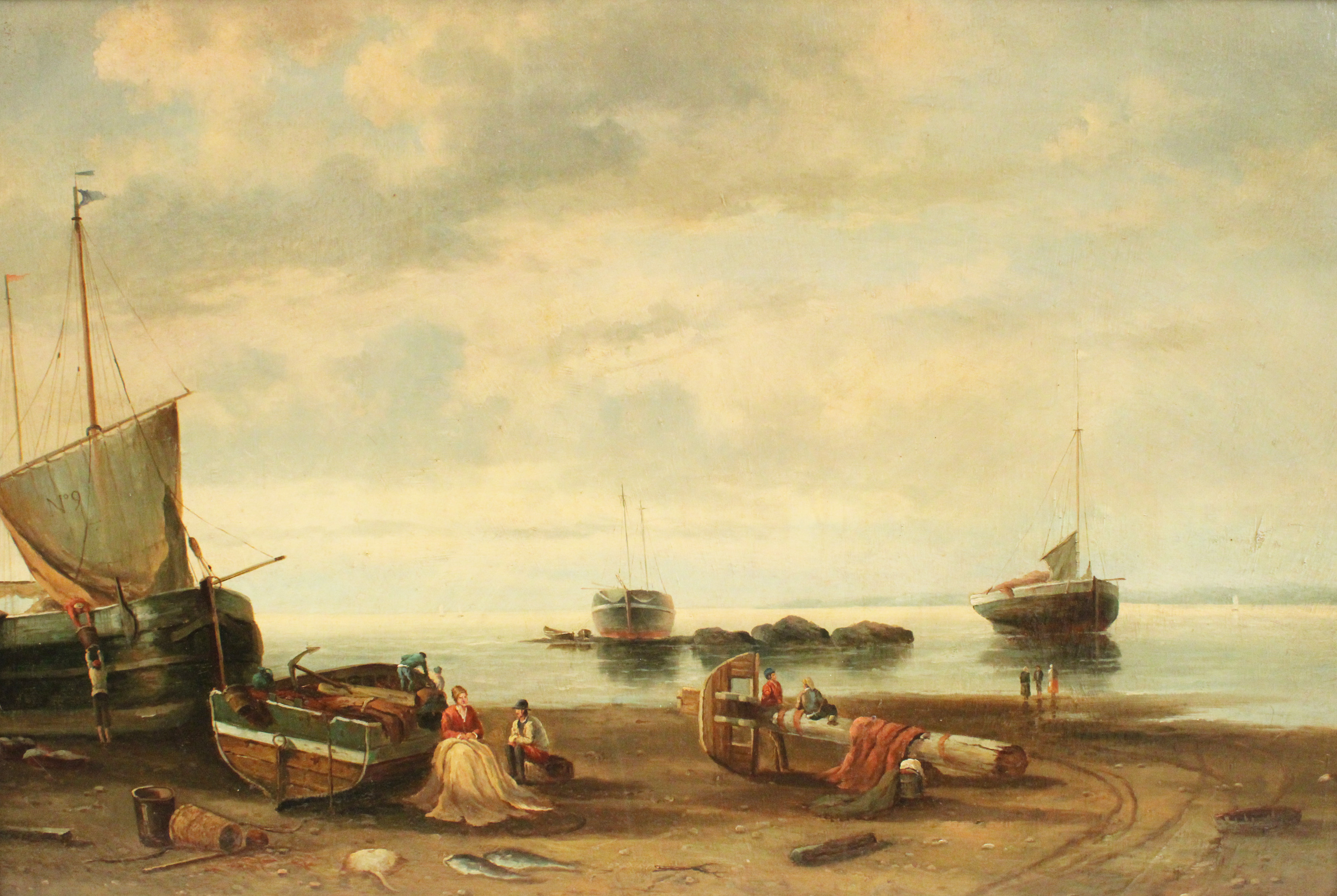 OIL ON CANVAS DUTCH COASTAL SCENE 35f137