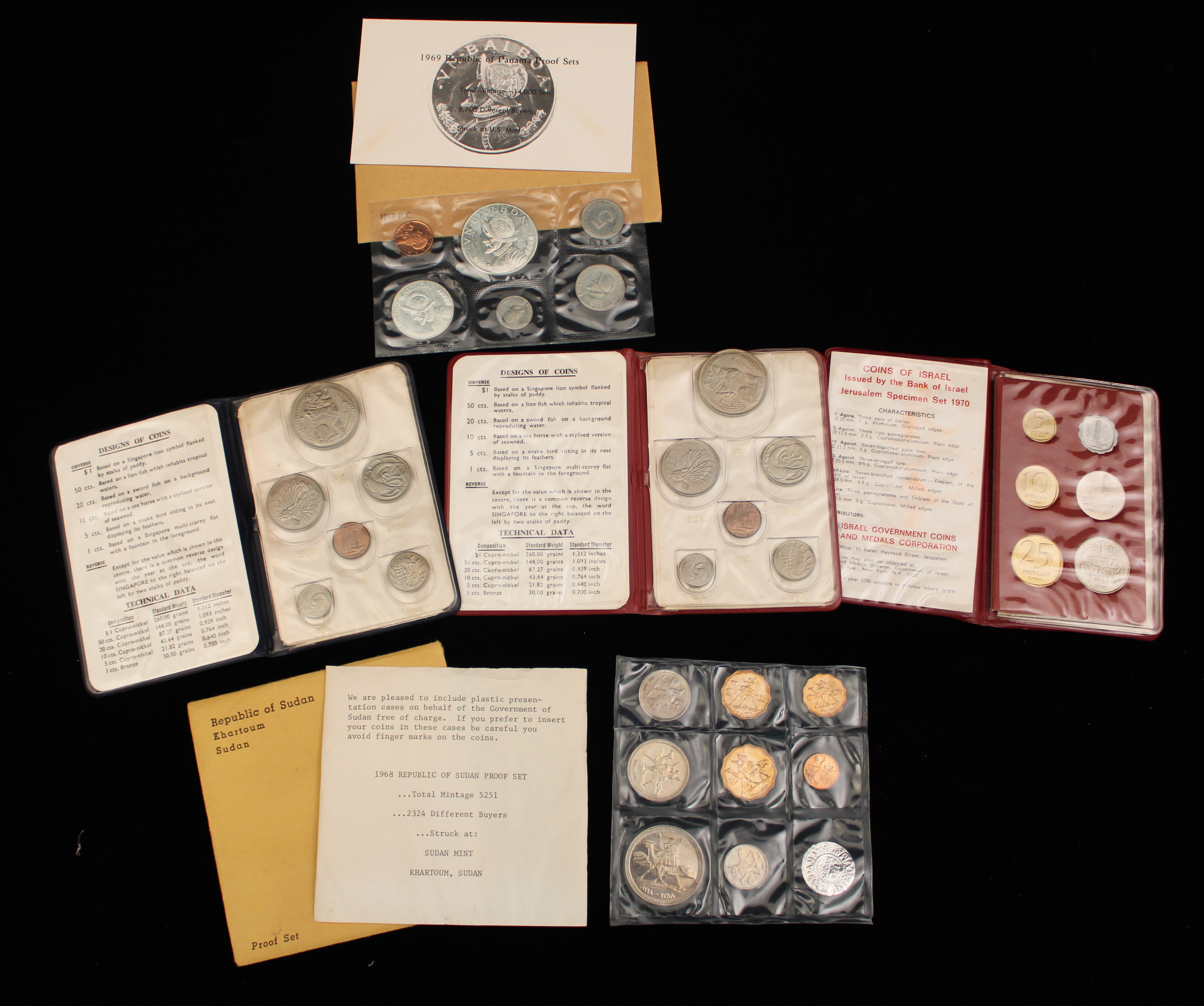 5 FOREIGN COUNTRY PROOF SETS OF