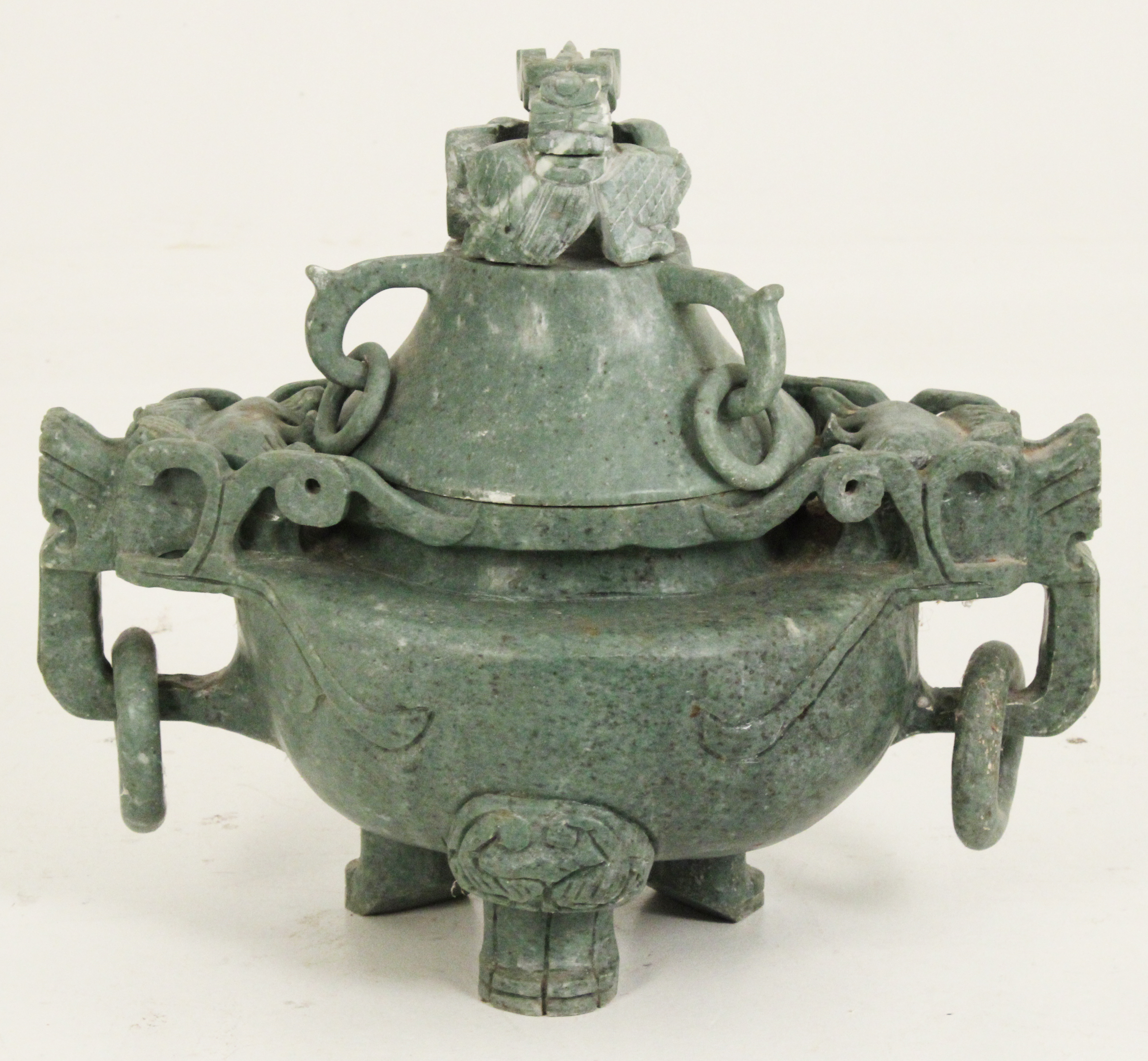 LARGE ORIENTAL CARVED STONE CENSER 35f17a