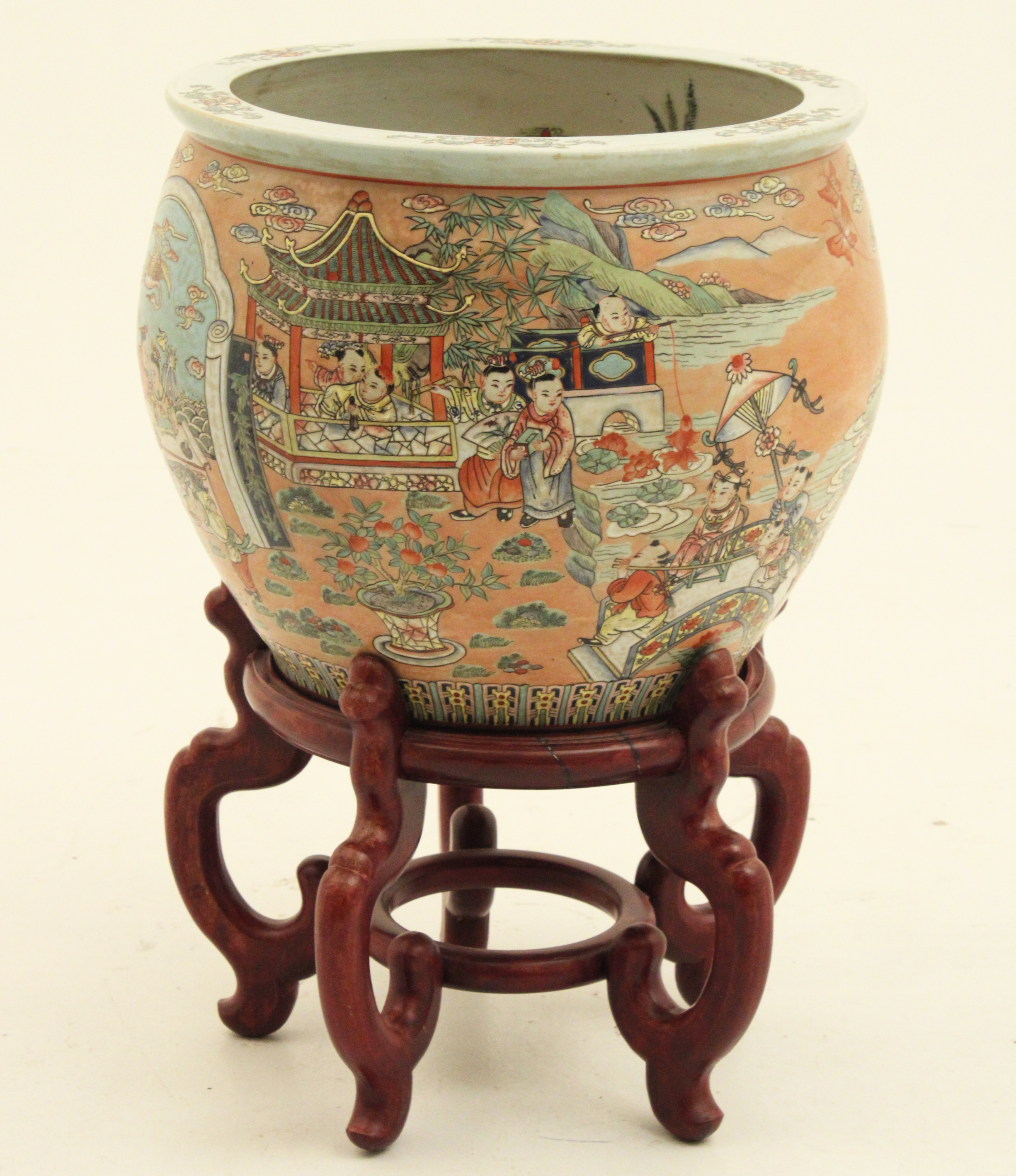 ORIENTAL PORCELAIN FISH BOWL ON 35f196