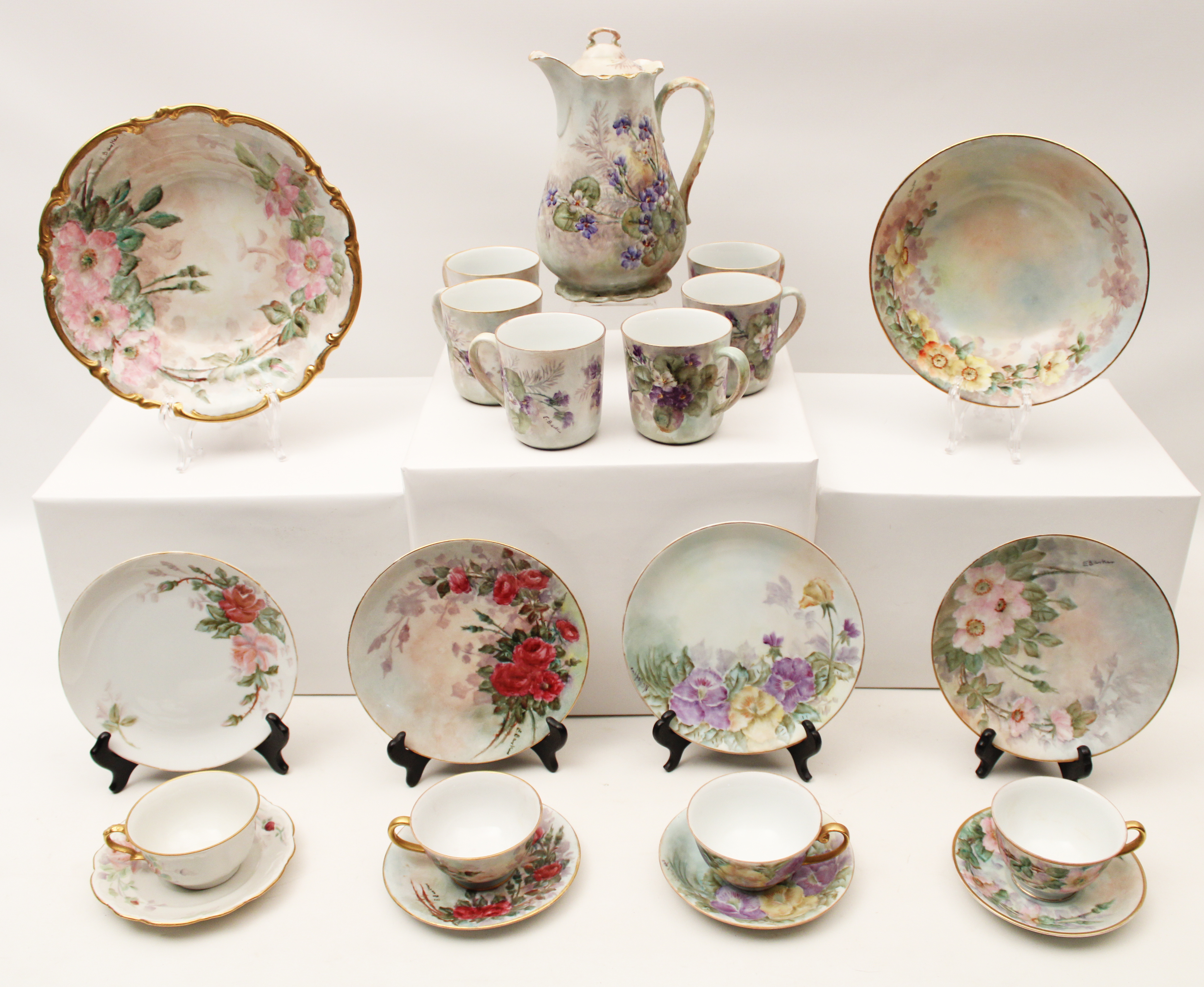 21 PC. LOT OF HANDPAINTED BAVARIAN PORCELAIN