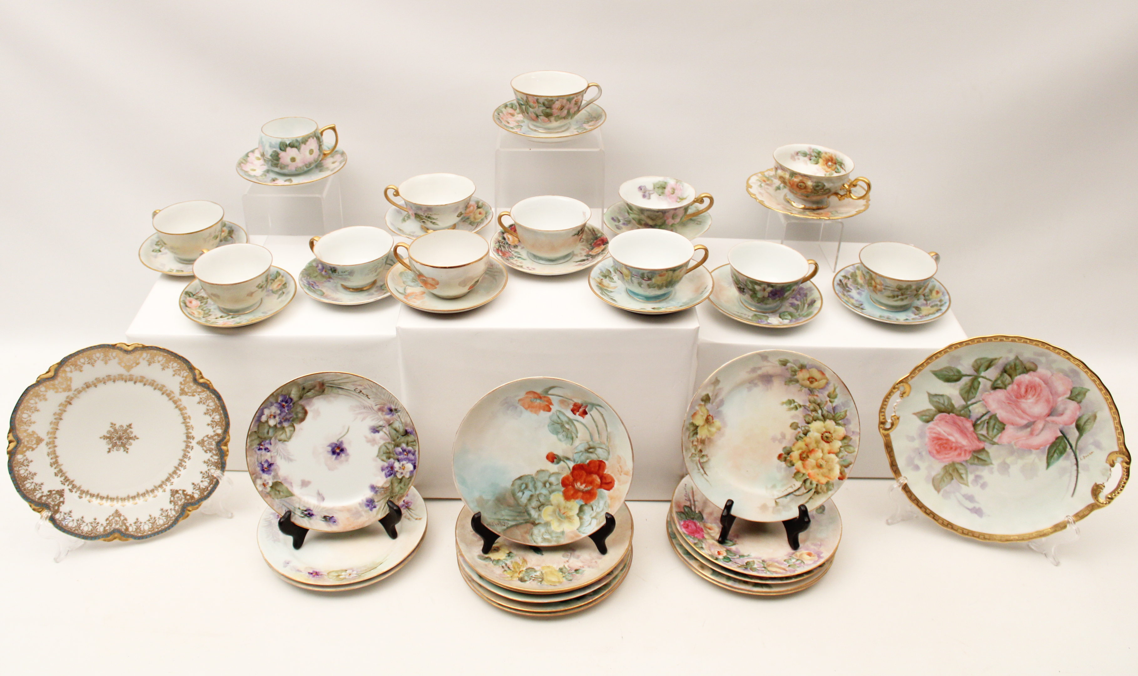 42 PC LOT OF HAND PAINTED PORCELAIN 35f1c7