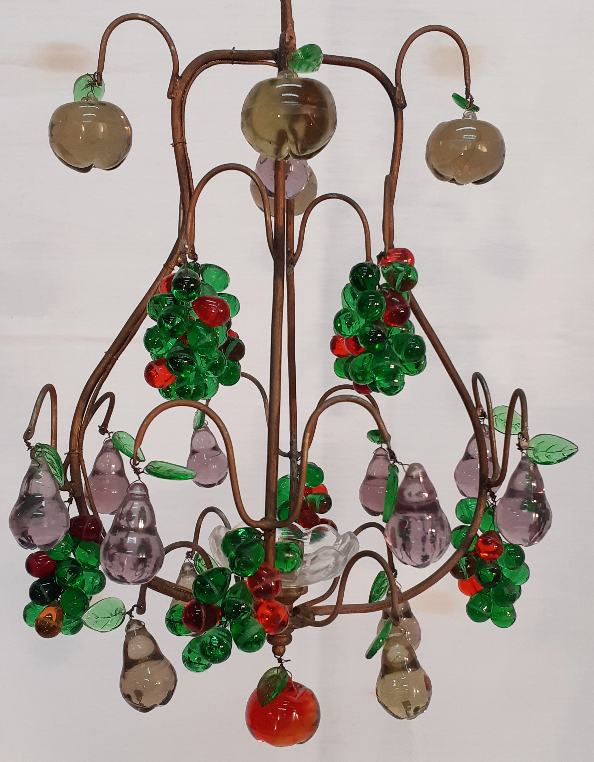 PETITE ART GLASS ONE LIGHT CHANDELIER