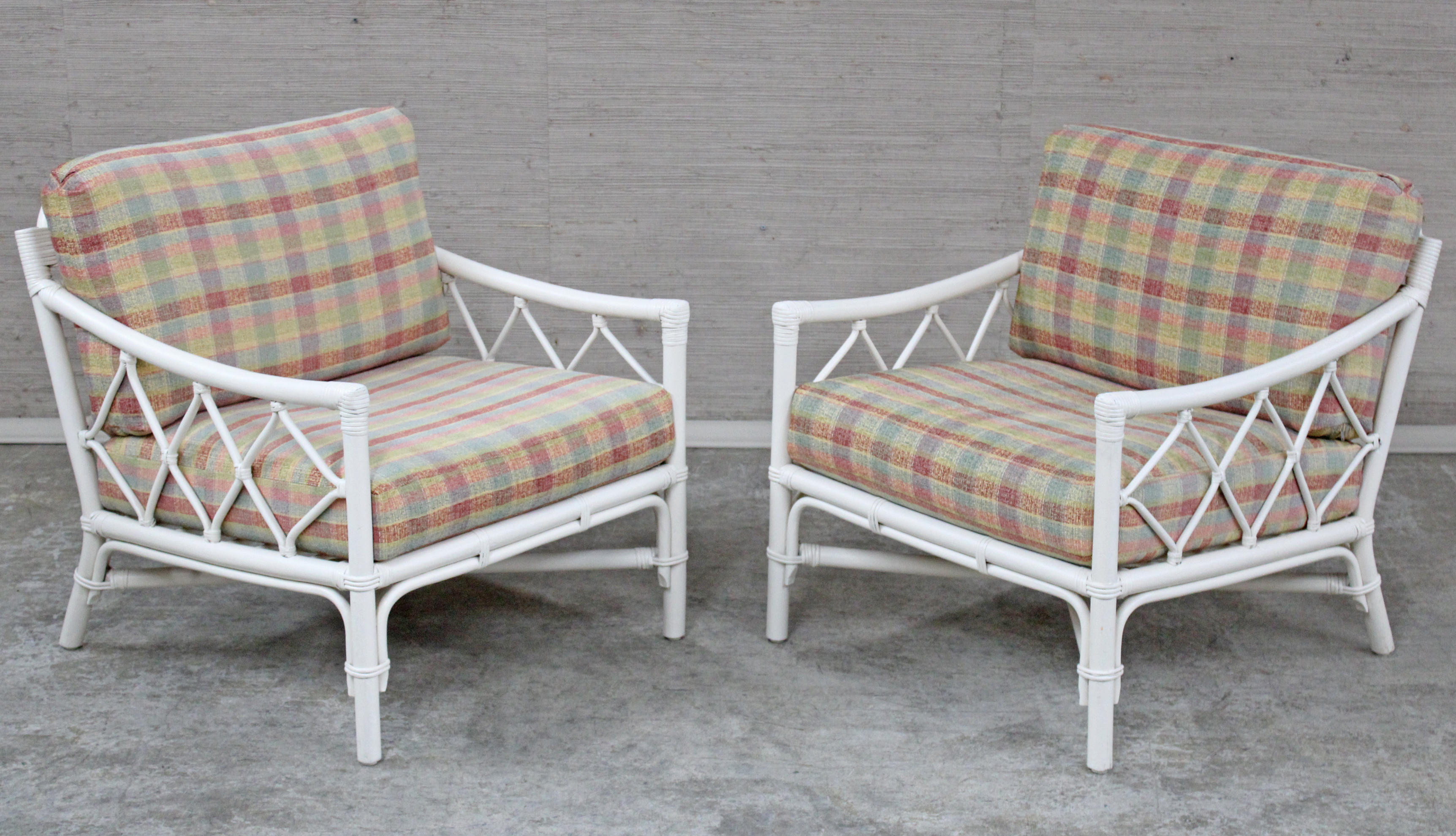 PAIR OF FAUX BAMBOO CLUB CHAIRS