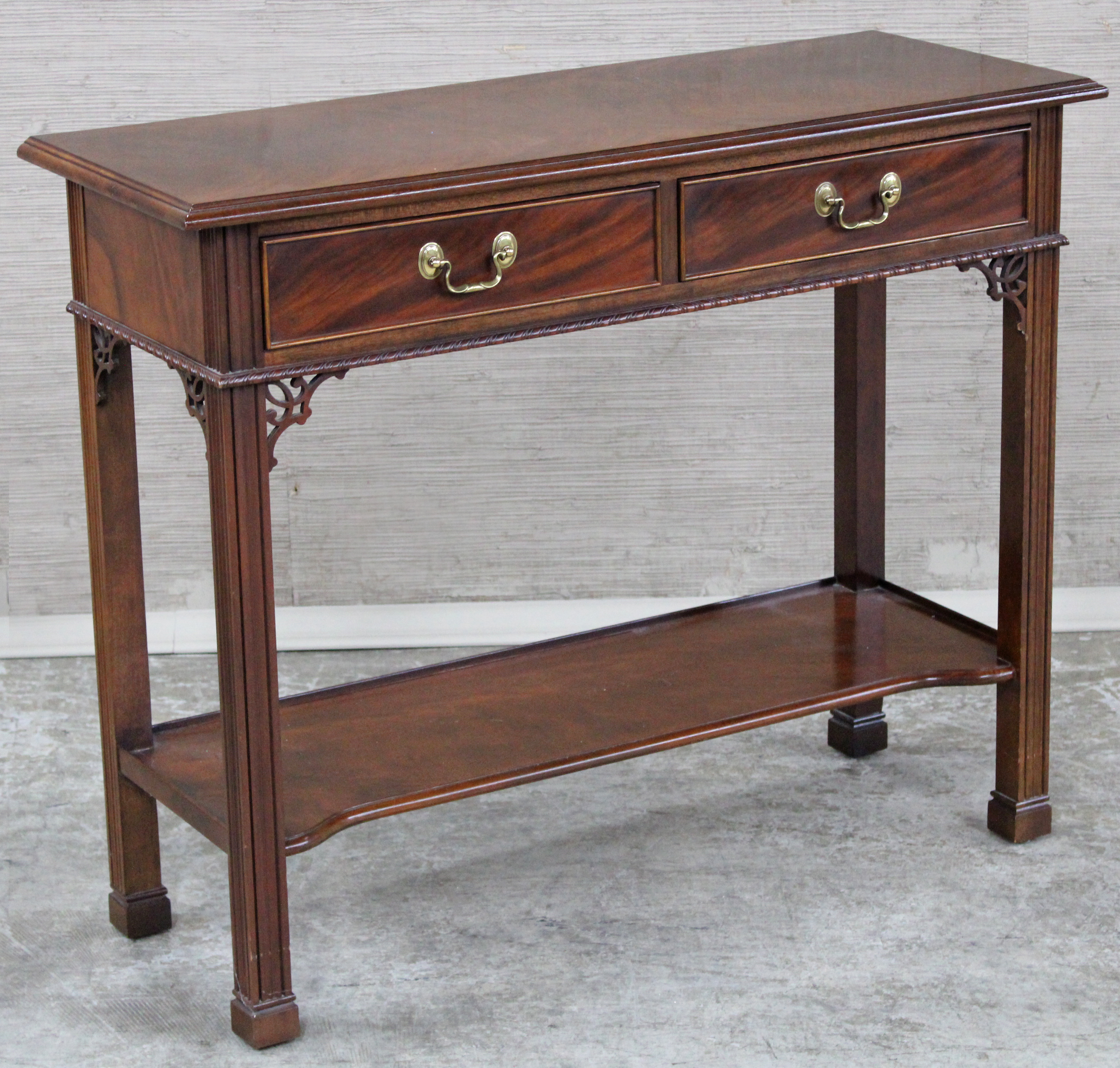 CHIPPENDALE STYLE MAHOGANY 2 DRAWER