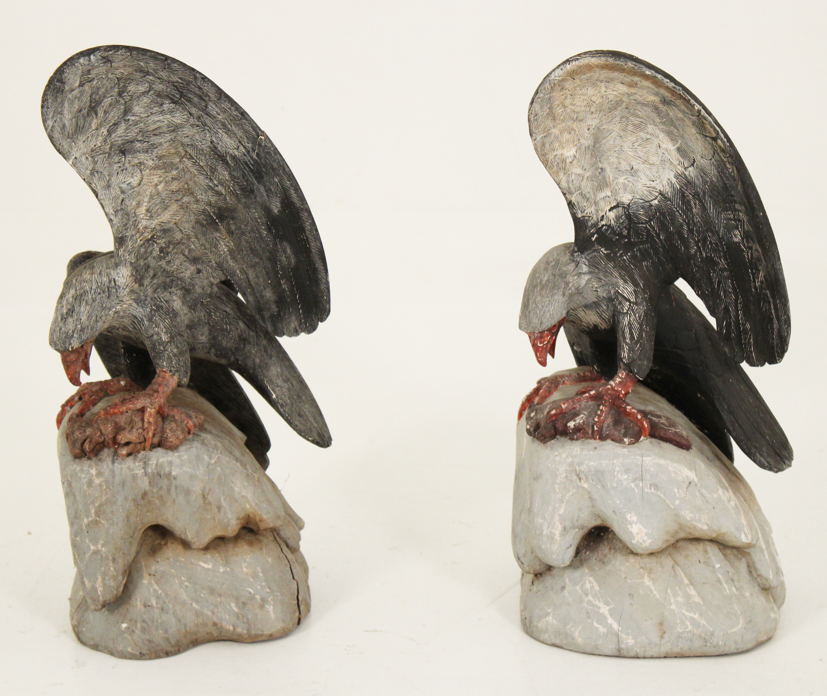 PAIR OF CARVED WOOD EAGLE STATUES 35f2a4