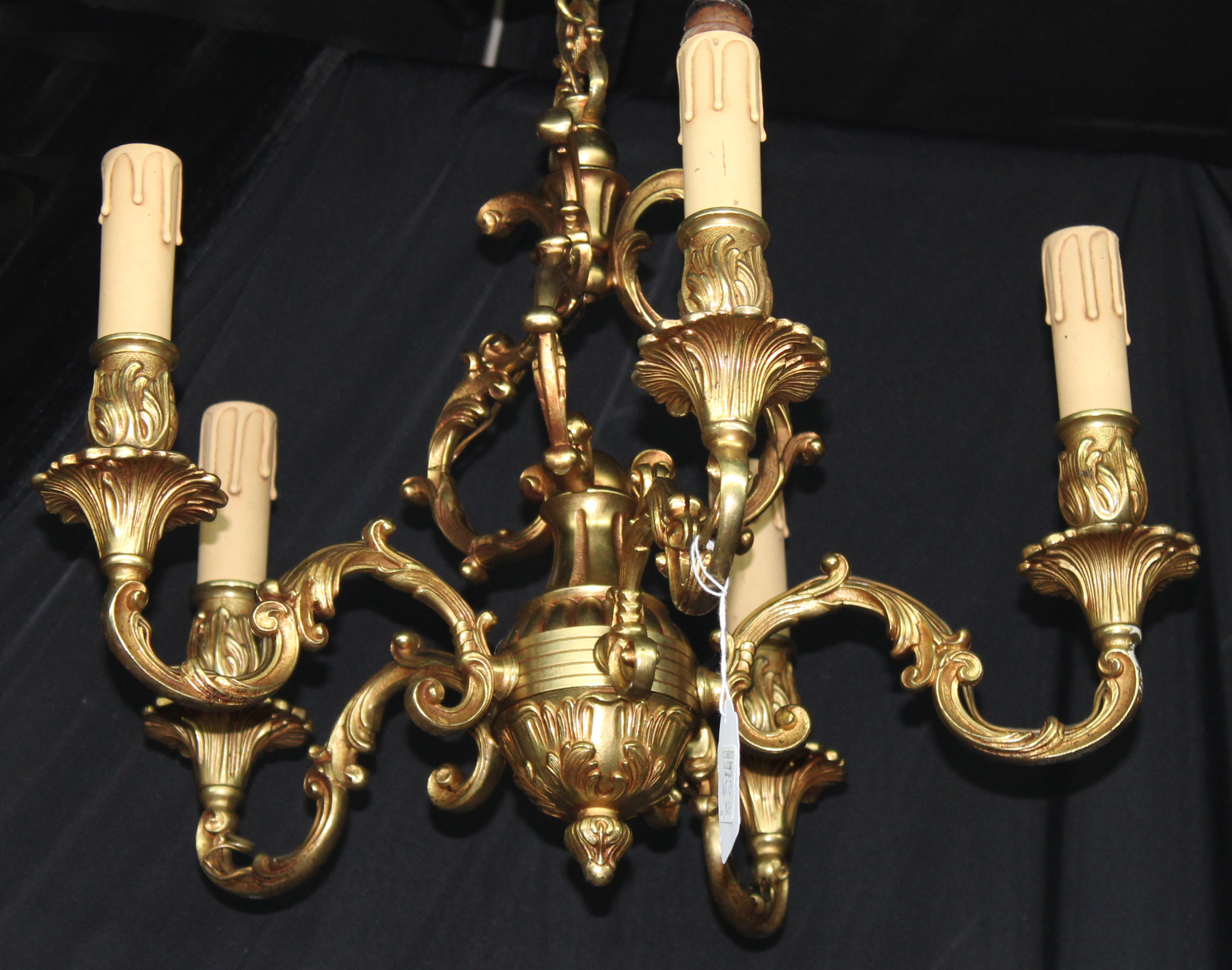 5 LIGHT FRENCH GILT BRONZE CHANDELIER 35f2a3