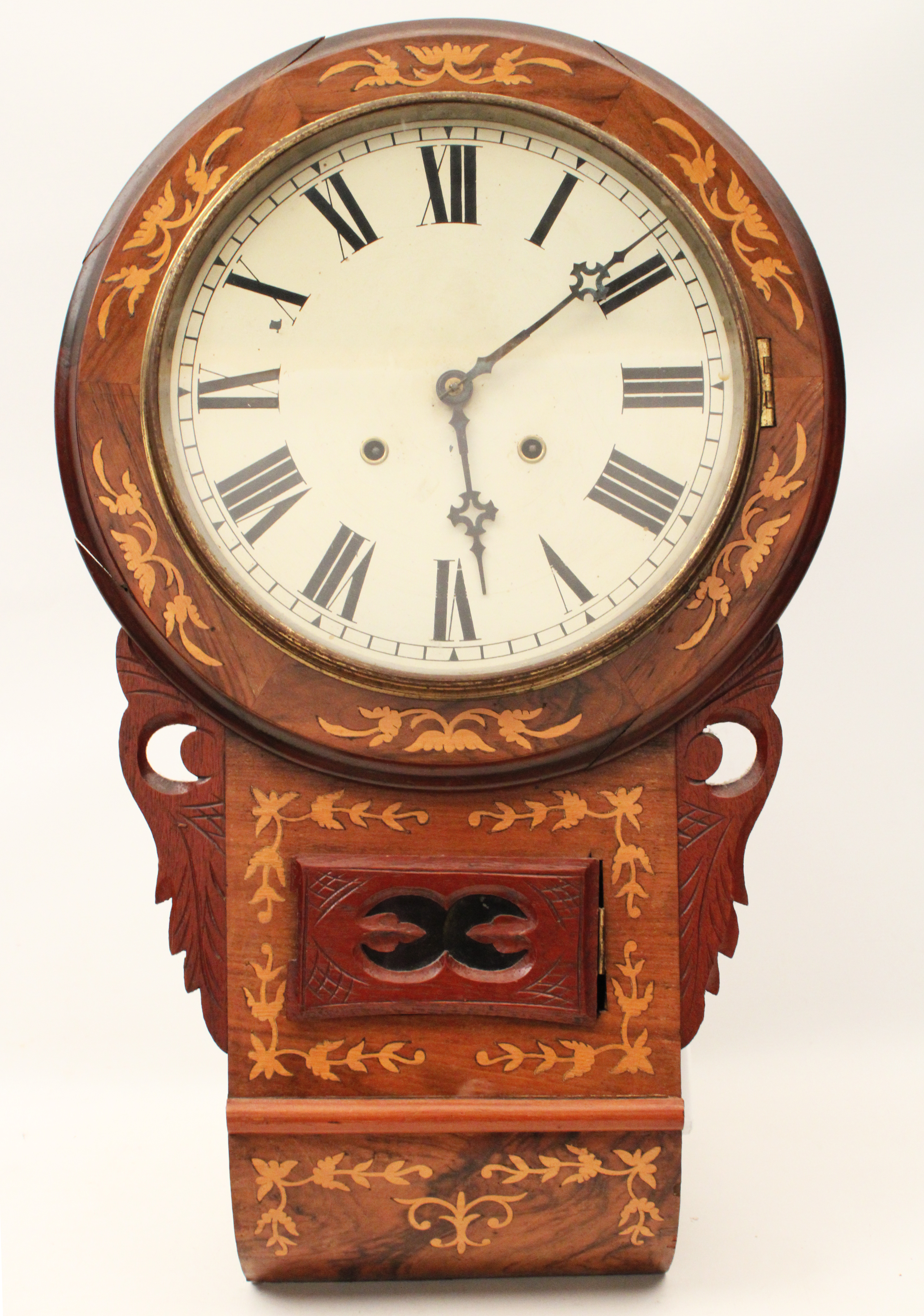 DUTCH MARQUETRY SCHOOL HOUSE CLOCK