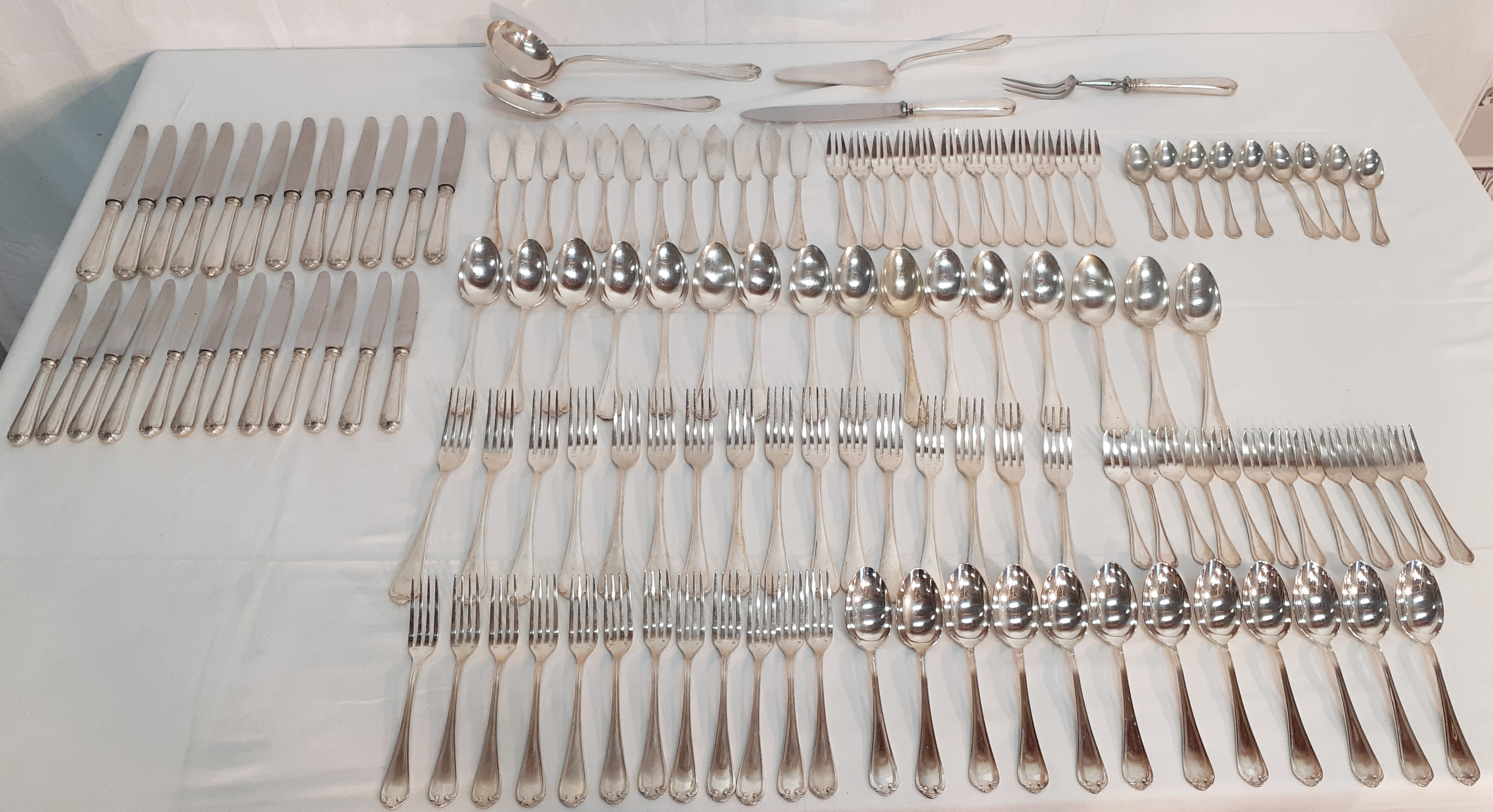 130 PC. LOT OF FRENCH HEAVY SILVER