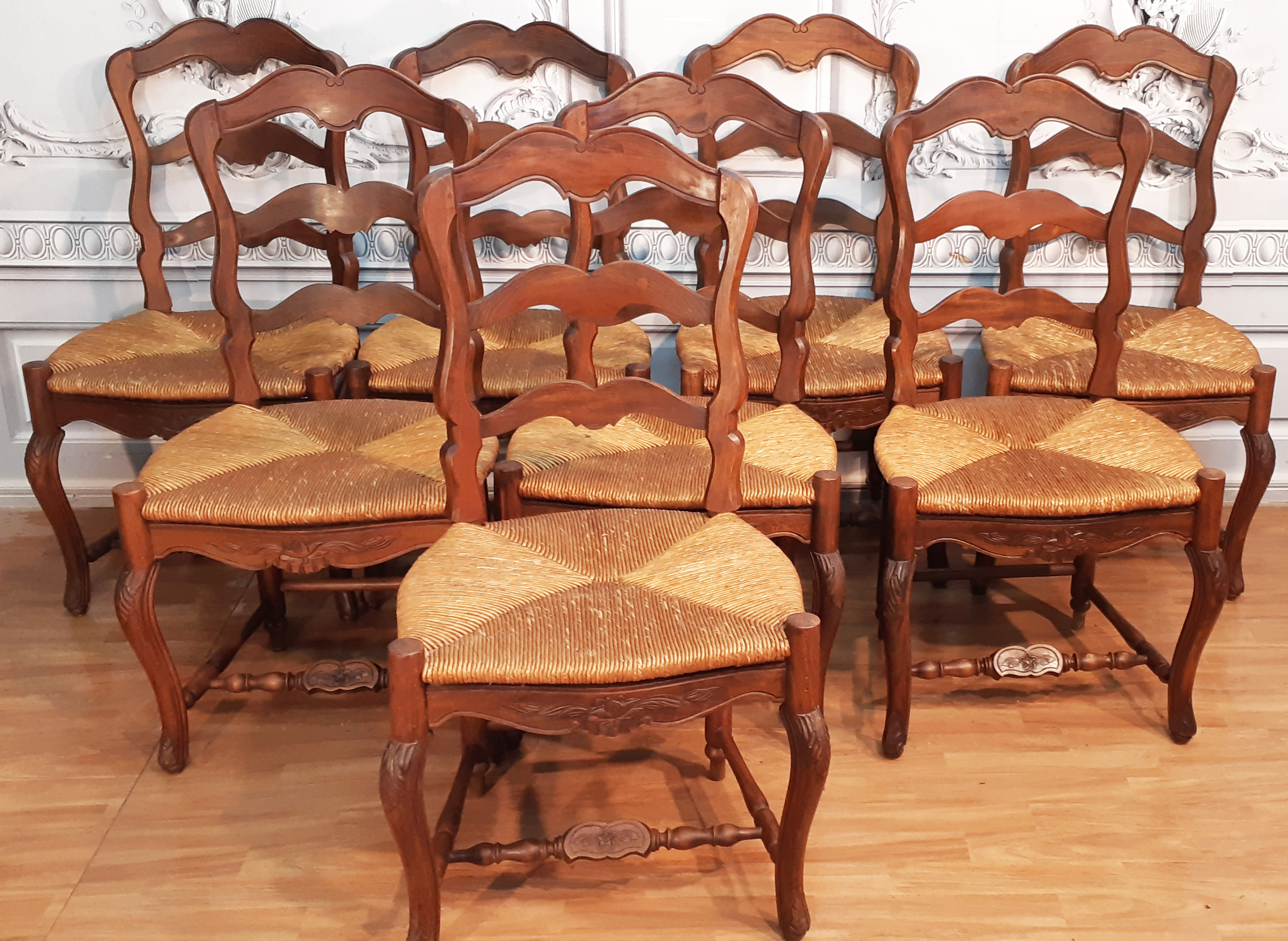 SET OF 8 LOUIS XV STYLE FRUITWOOD 35f314