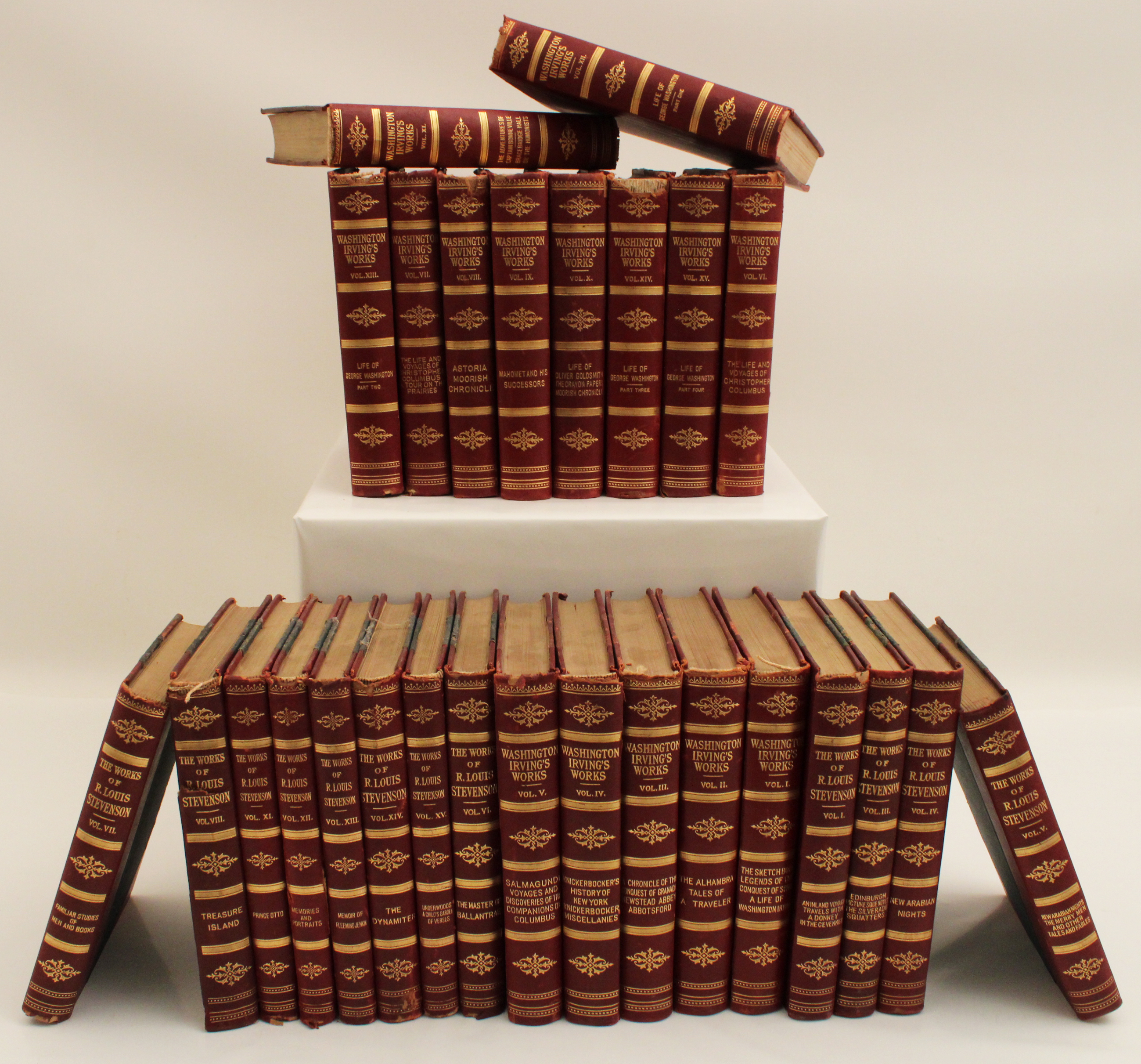 27 GOLD TOOLED LEATHER BOUND BOOKS