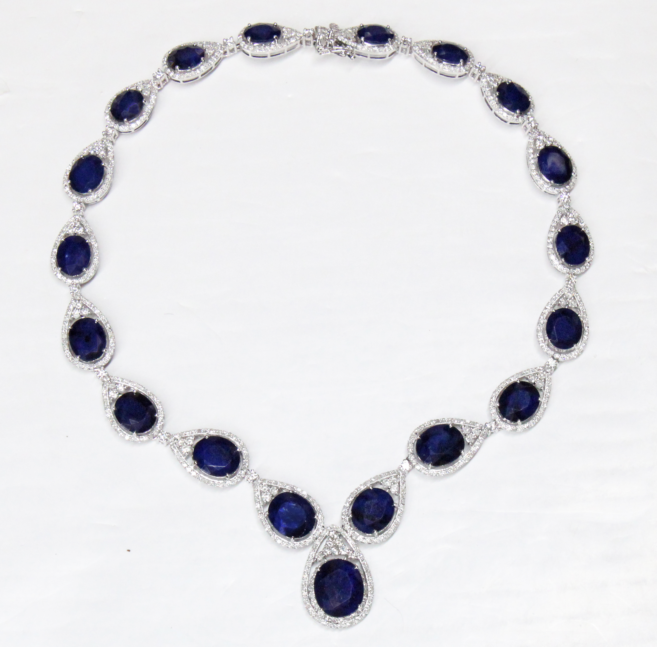 14K WG BLUE SAPPHIRE AND DIA NECKLACE  35f33c