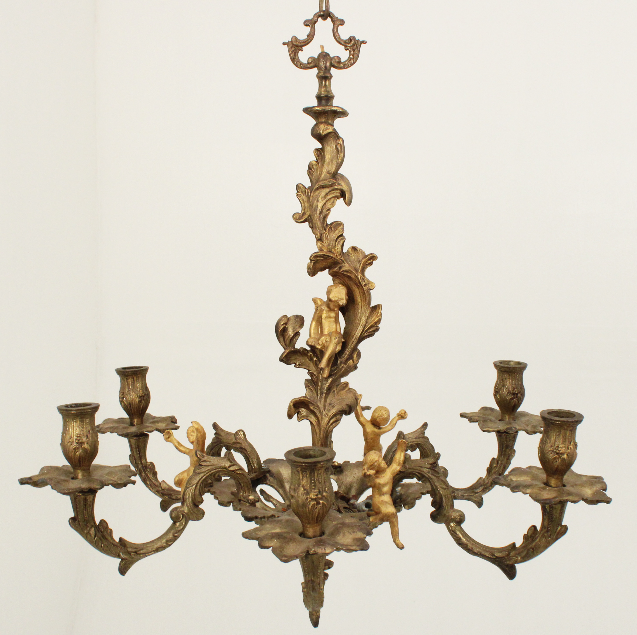 FRENCH BRONZE 6 LIGHT CHANDELIER