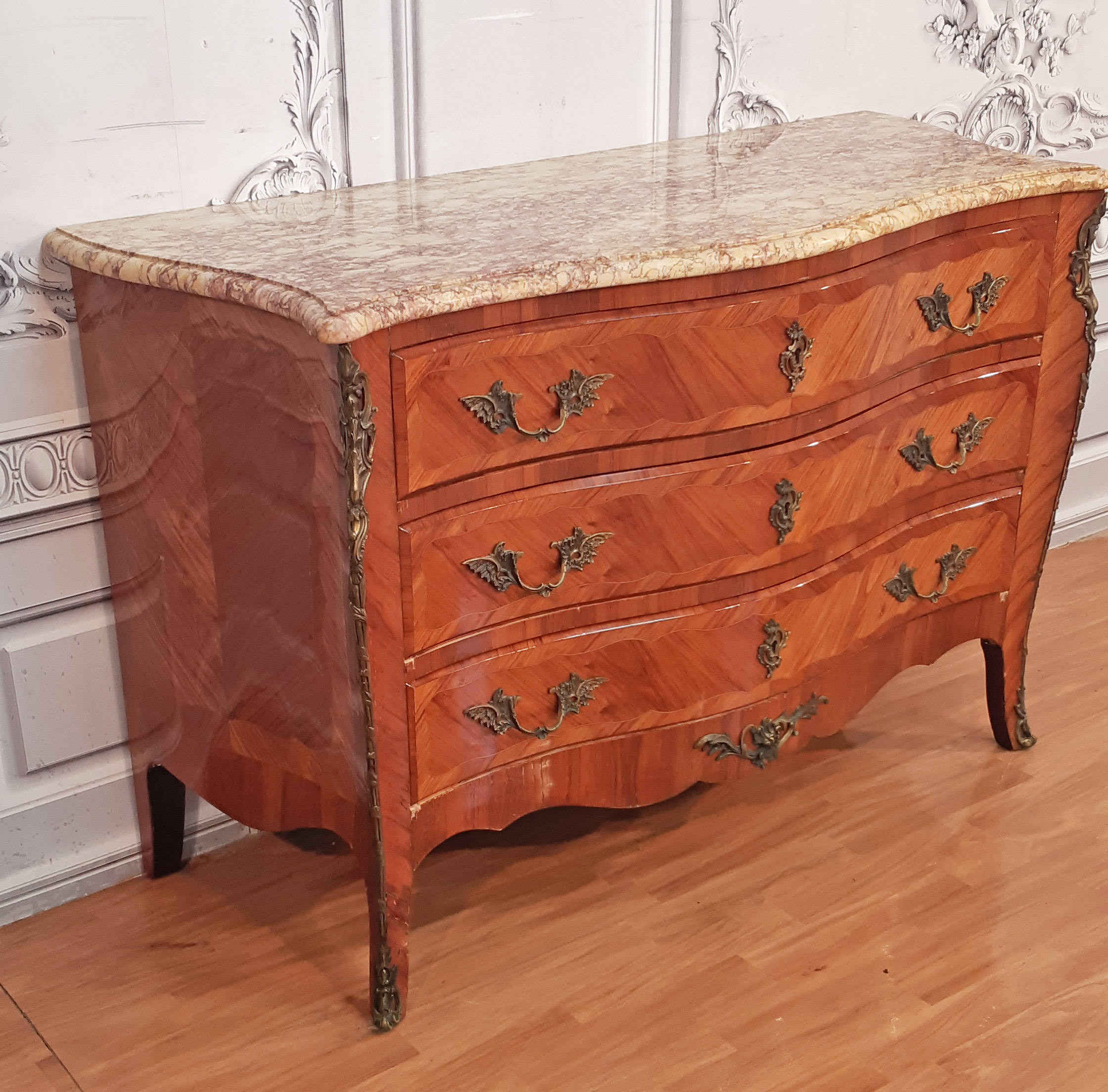 LOUIS XV STYLE MARBLE TOP MAHOGANY