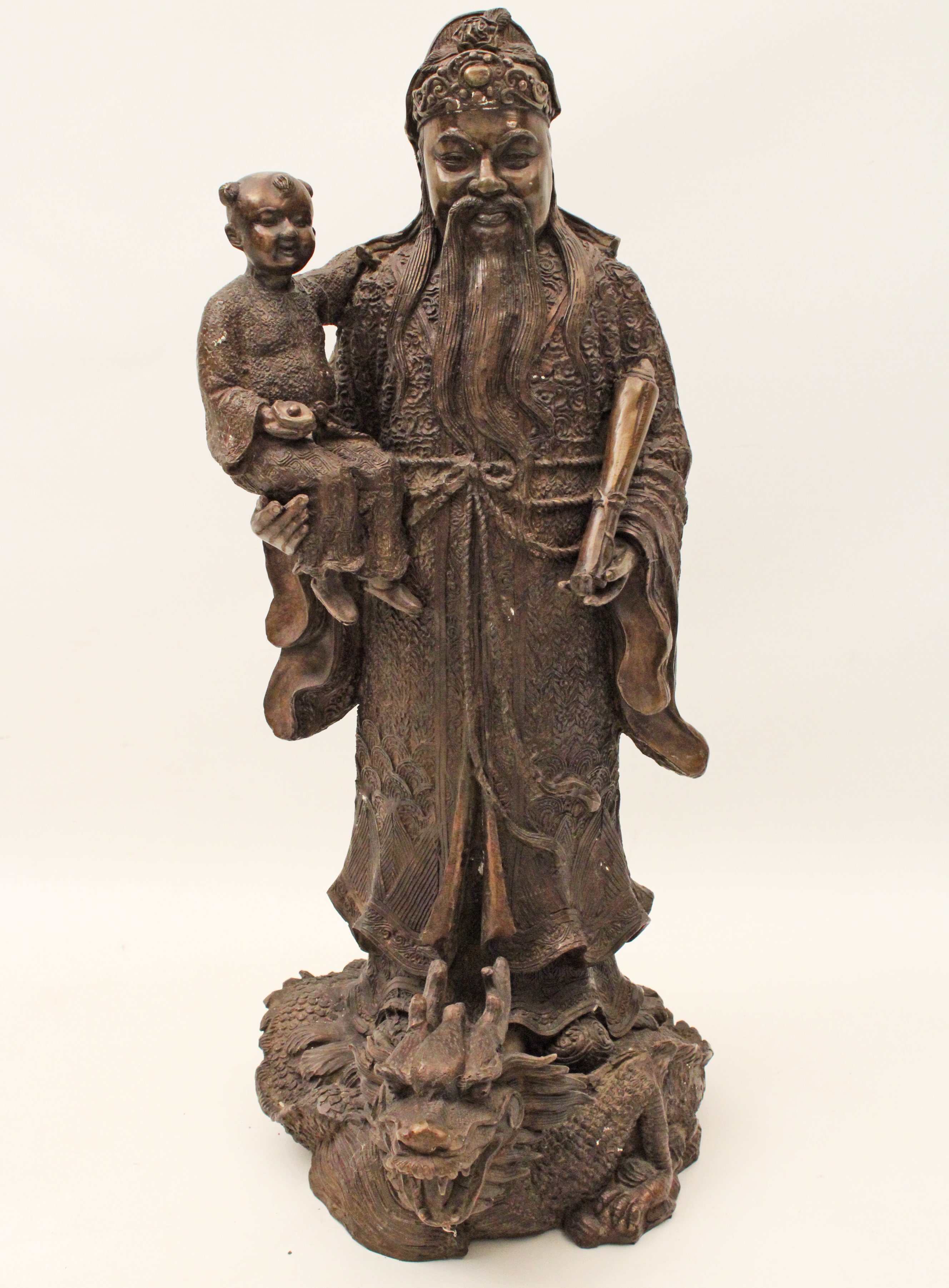 ORIENTAL BRONZE OF ELDER W CHILD 35f3b7