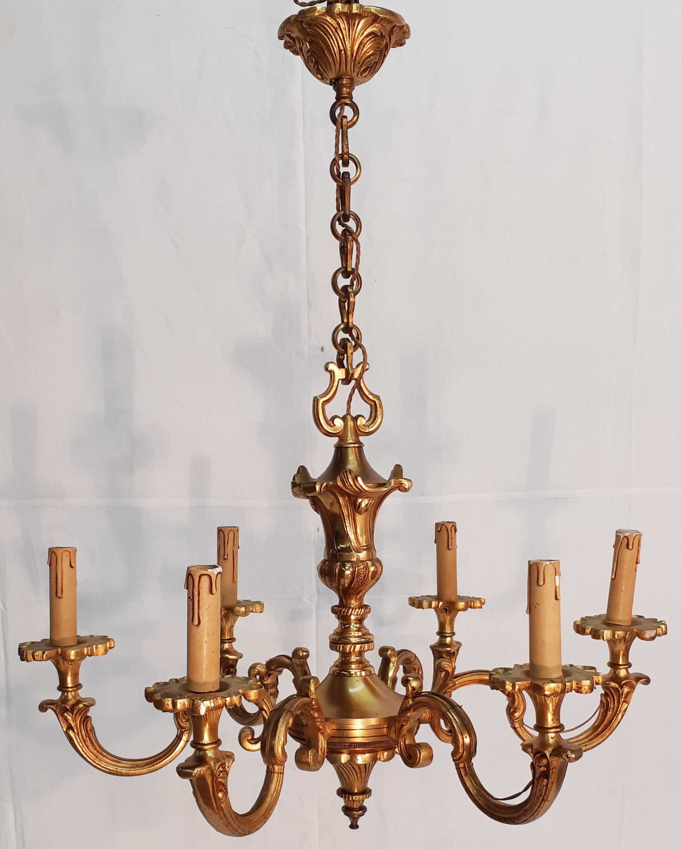 LOUIS XVI STYLE GILT BRONZE 6 LIGHT 35f3bc