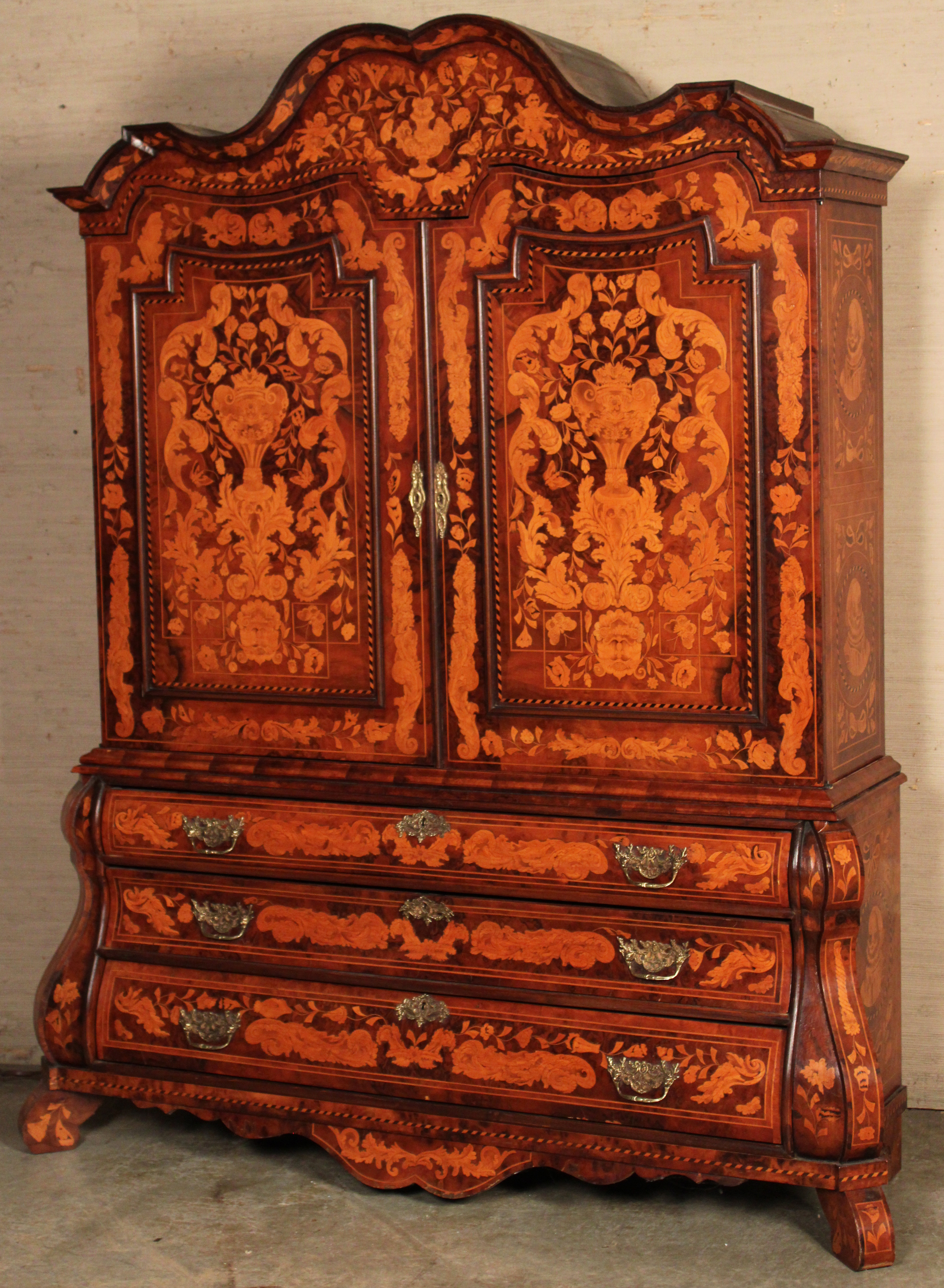 MARQUETRY INLAID DUTCH STYLE BOMBE