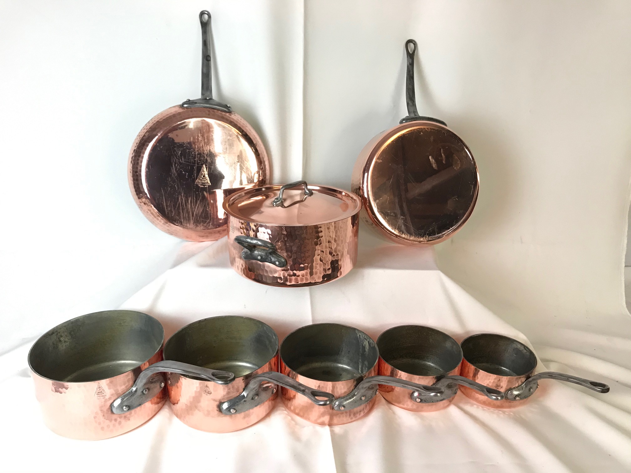 SET OF 8 FRENCH CULINARY COPPER