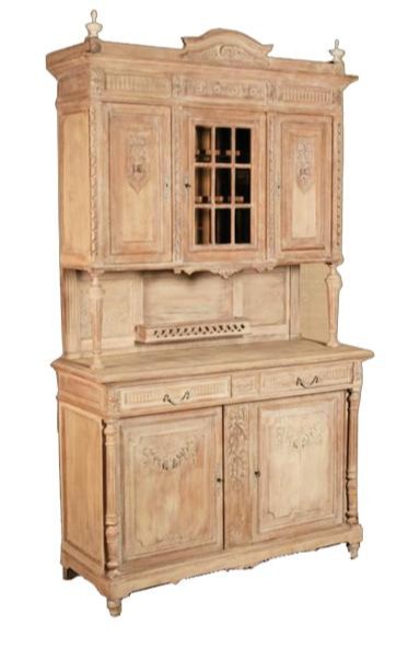 LOUIS XVI STYLE CABINET W/ PICKLED/BLEACHED