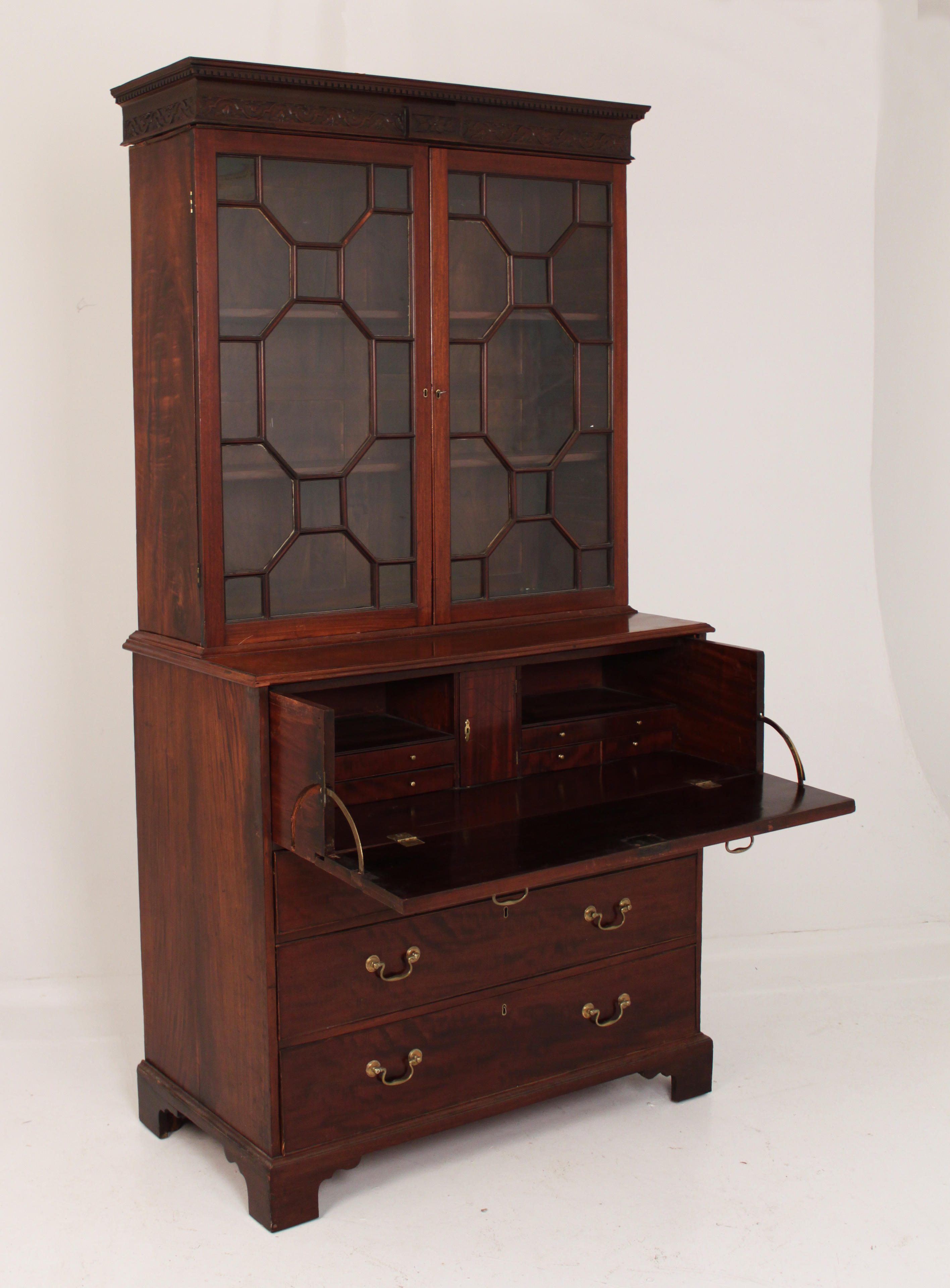 GEORGE III MAHOGANY BOOKCASE W/SECRETAIRE