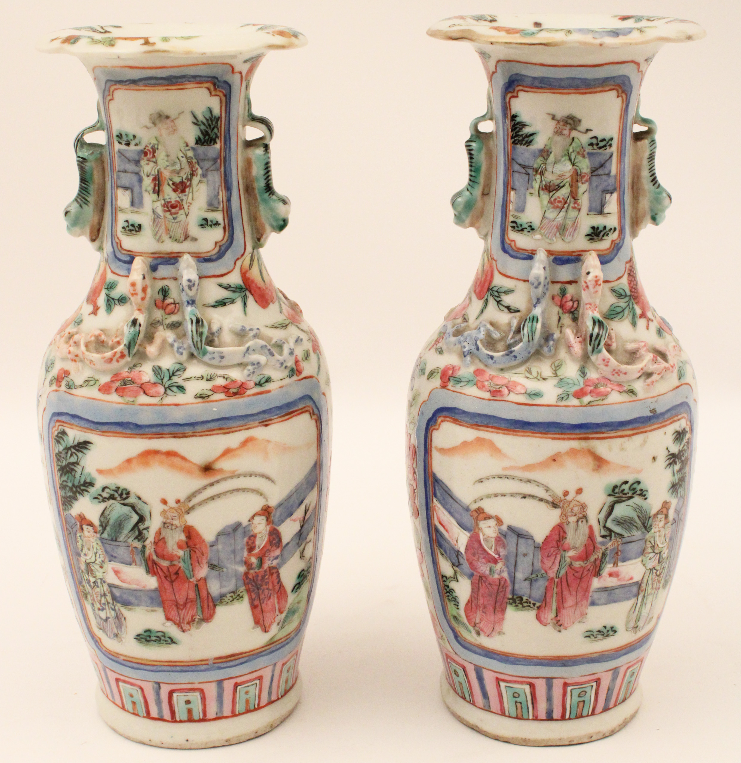 PR OF CHINESE ROSE FAMILLE VASES;