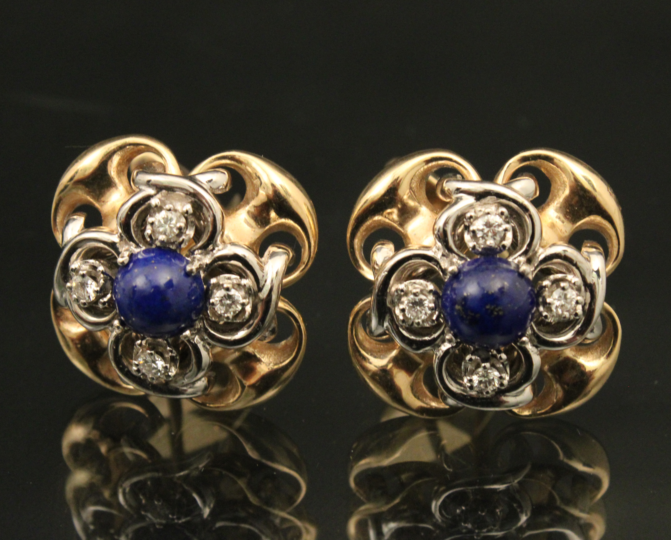 PR OF 14K YG LAPIS AND DIAMOND 35f457