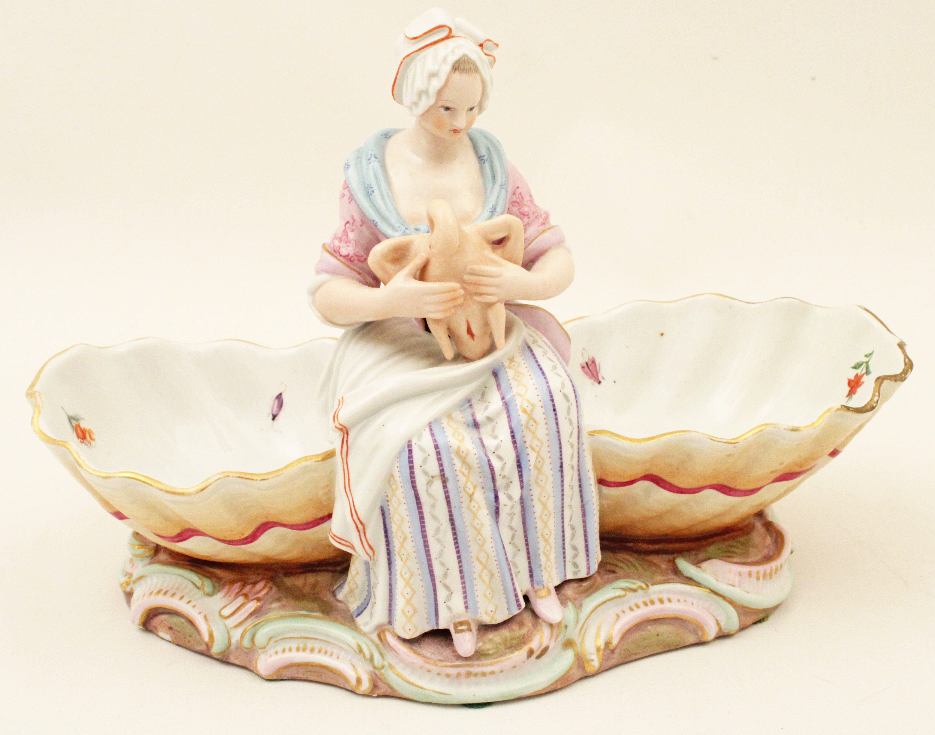 MEISSEN PORCELAIN MODEL OF MAIDEN SEATEN