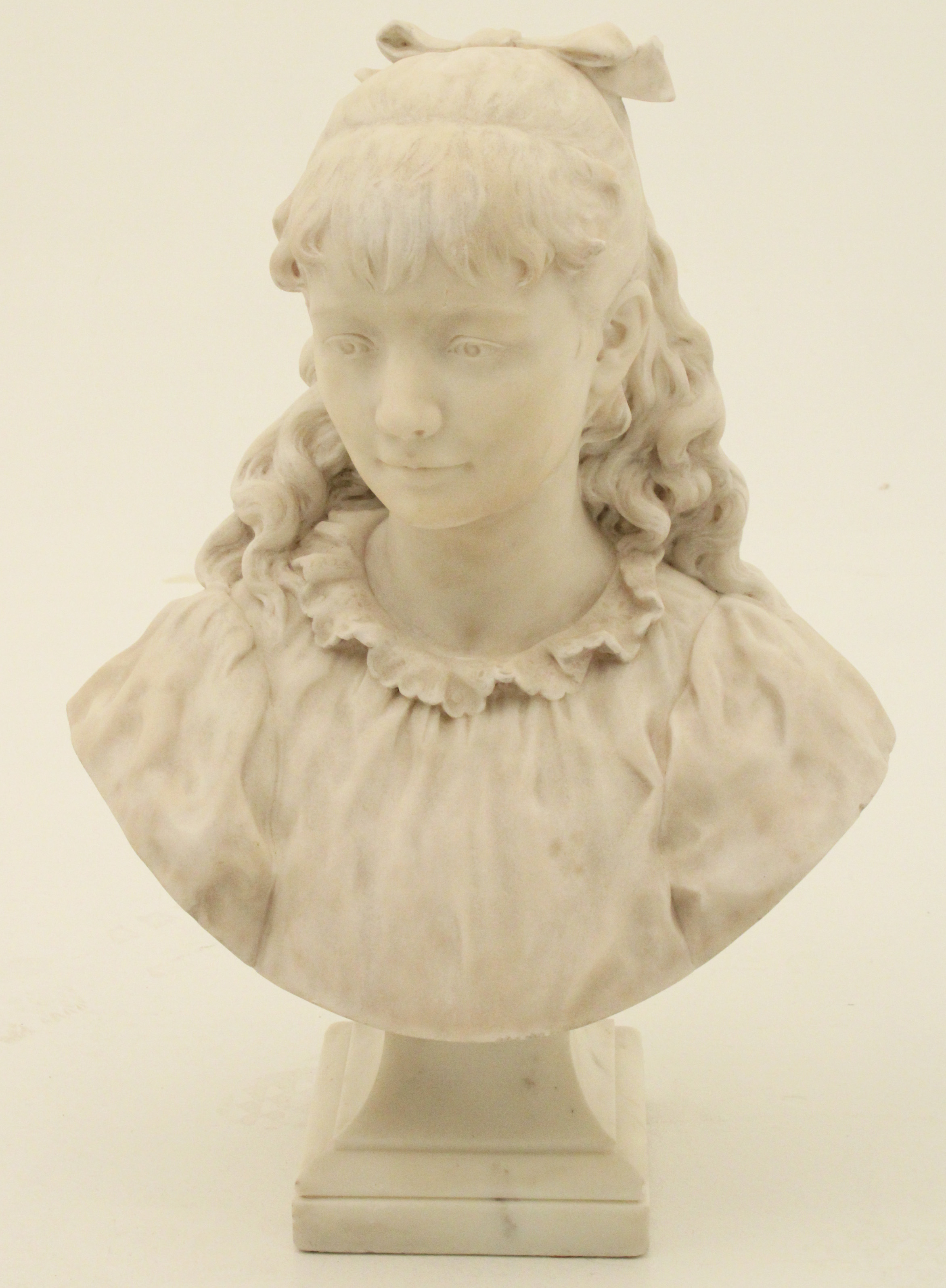 19TH C MARBLE BUST OF YOUNG GIRL  35f46a