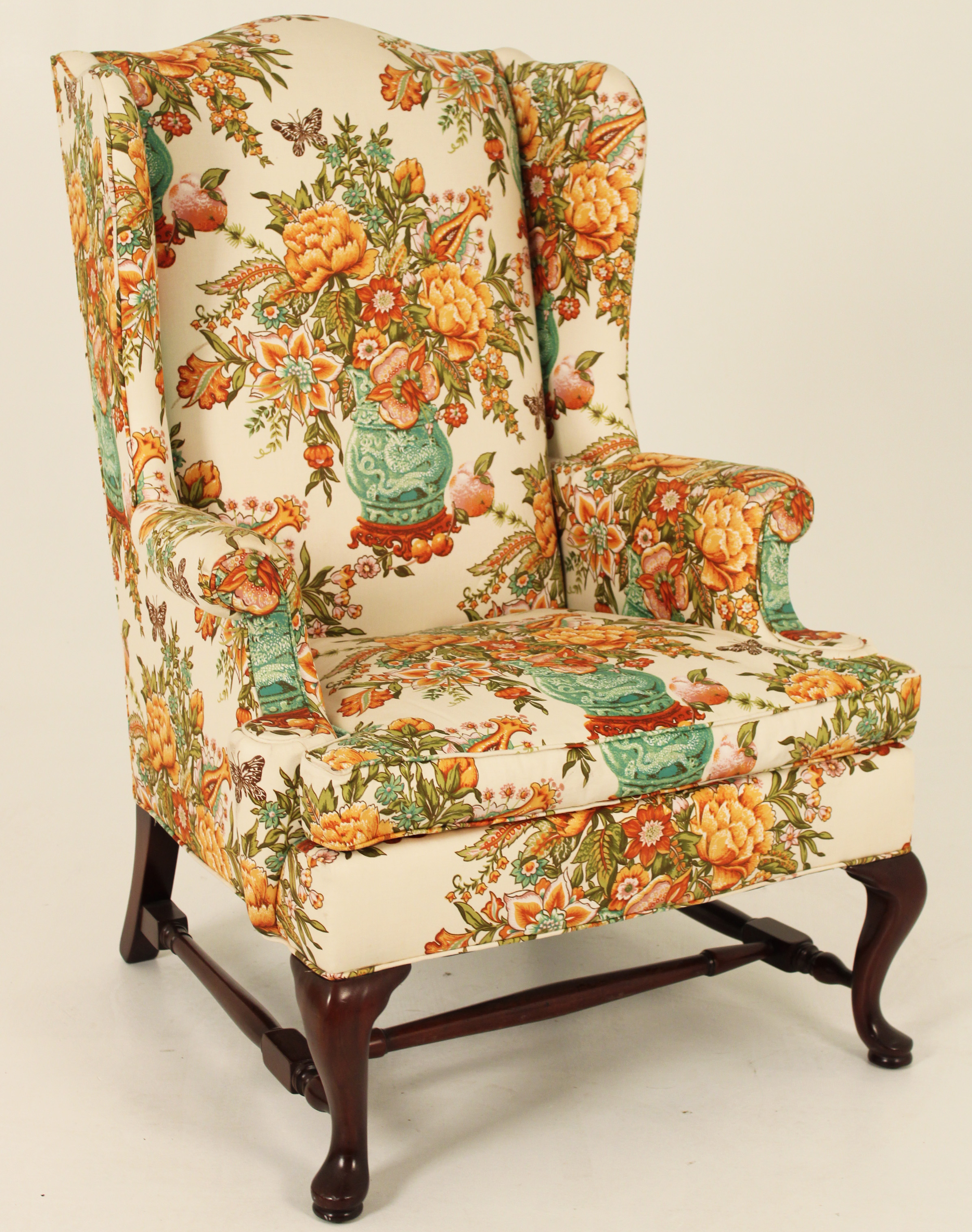 QUEEN ANNE STYLE WINGED ARMCHAIR