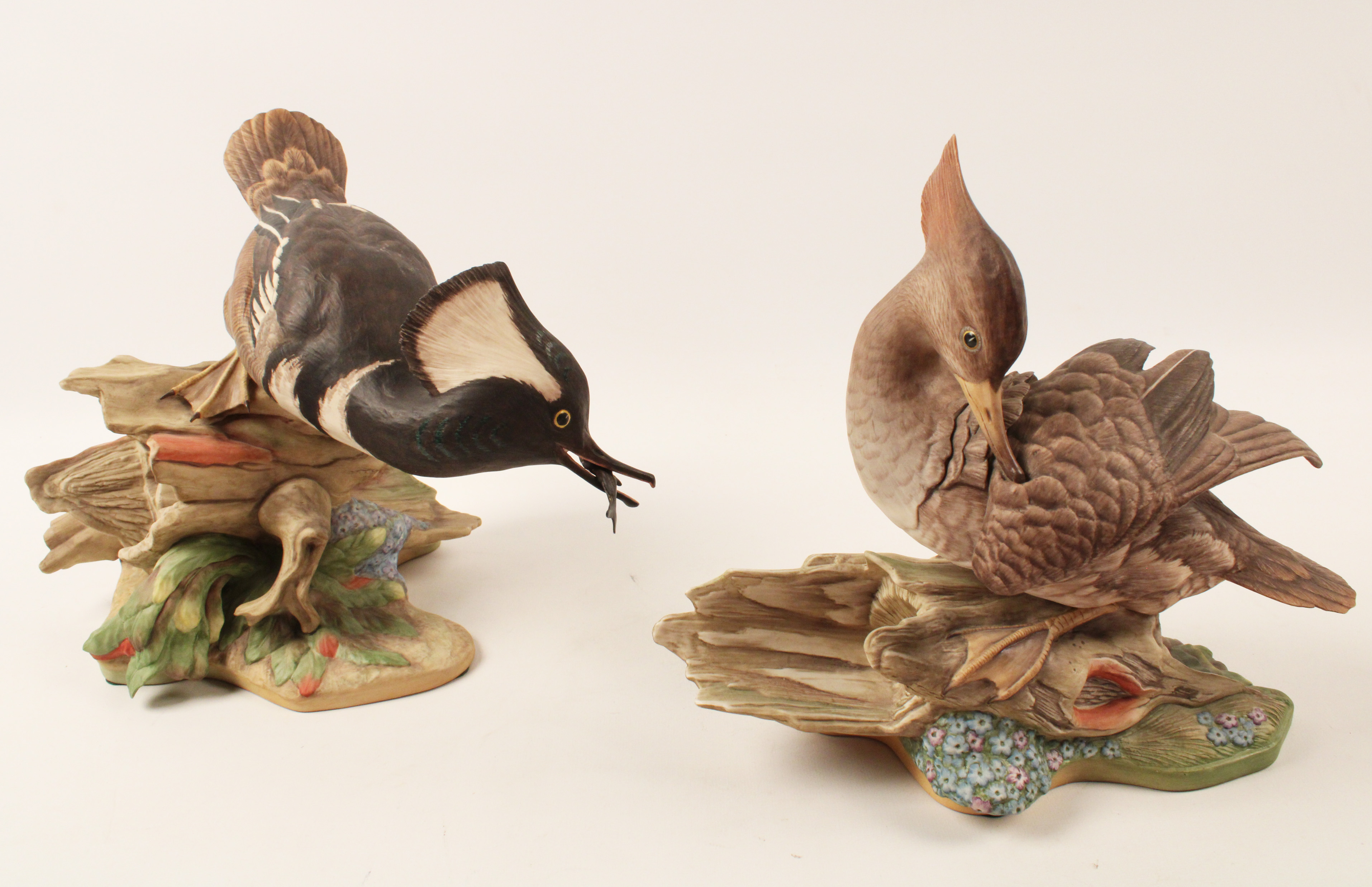 PR OF HOODED MERGANSERS PORCELAIN