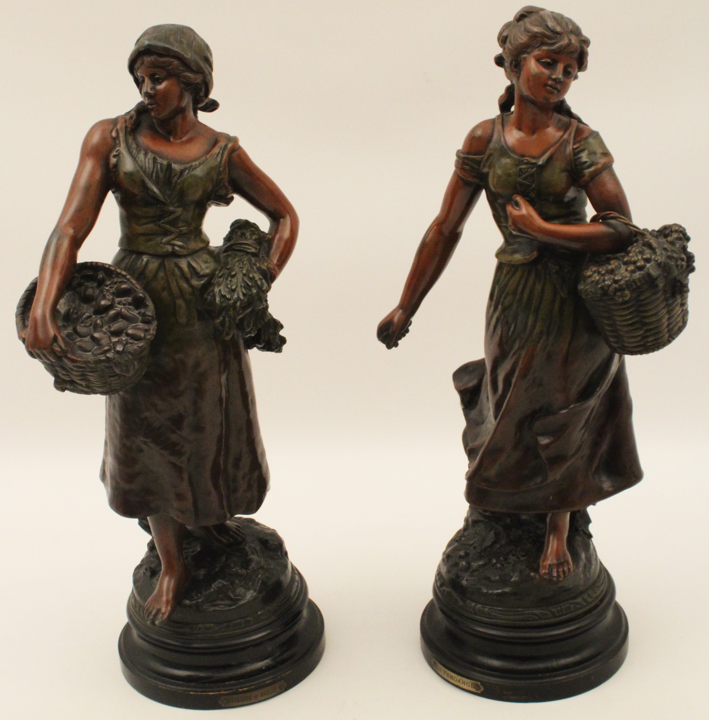 PAIR OF PATINATED METAL FIGURES PAIR