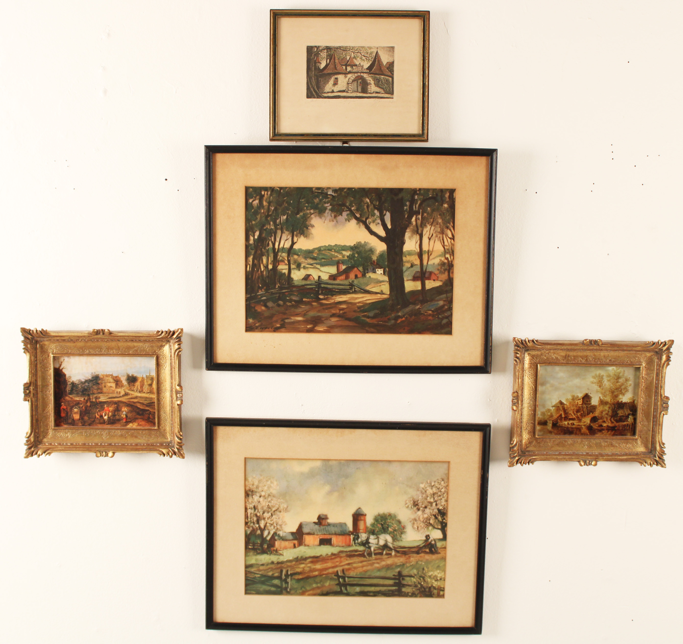 GROUP OF 5 FRAMED WORKS INCLUDING 35f563