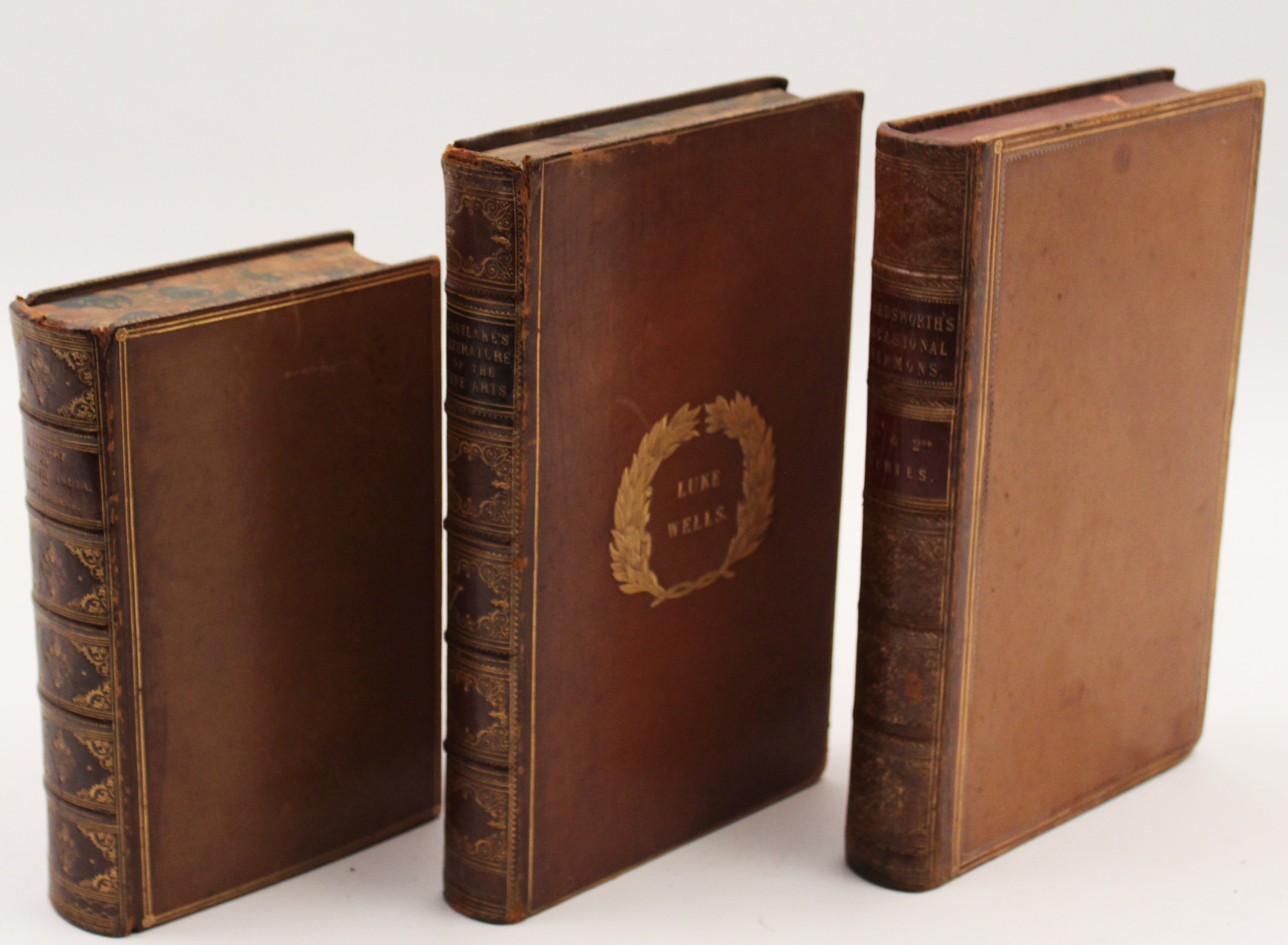 3 ANTIQUE LEATHER BOUND BOOKS GROUP
