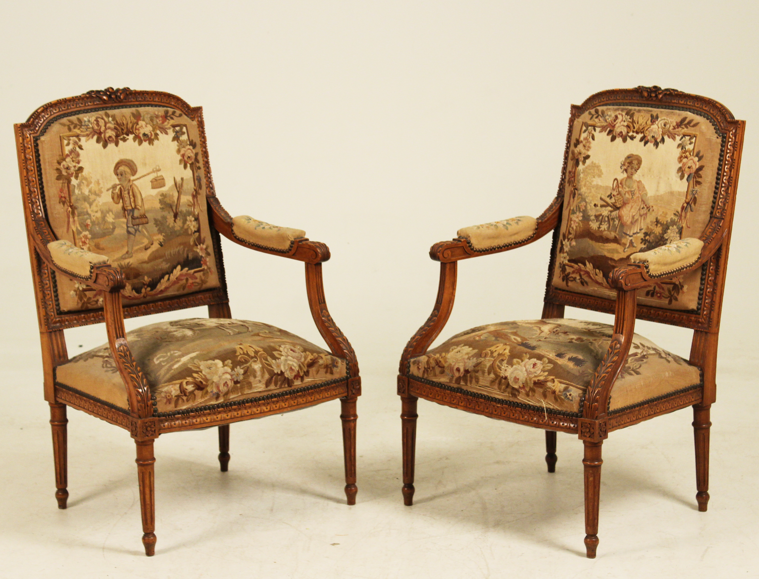 PR OF 19TH C. LOUIS XVI STYLE FAUTEUILS