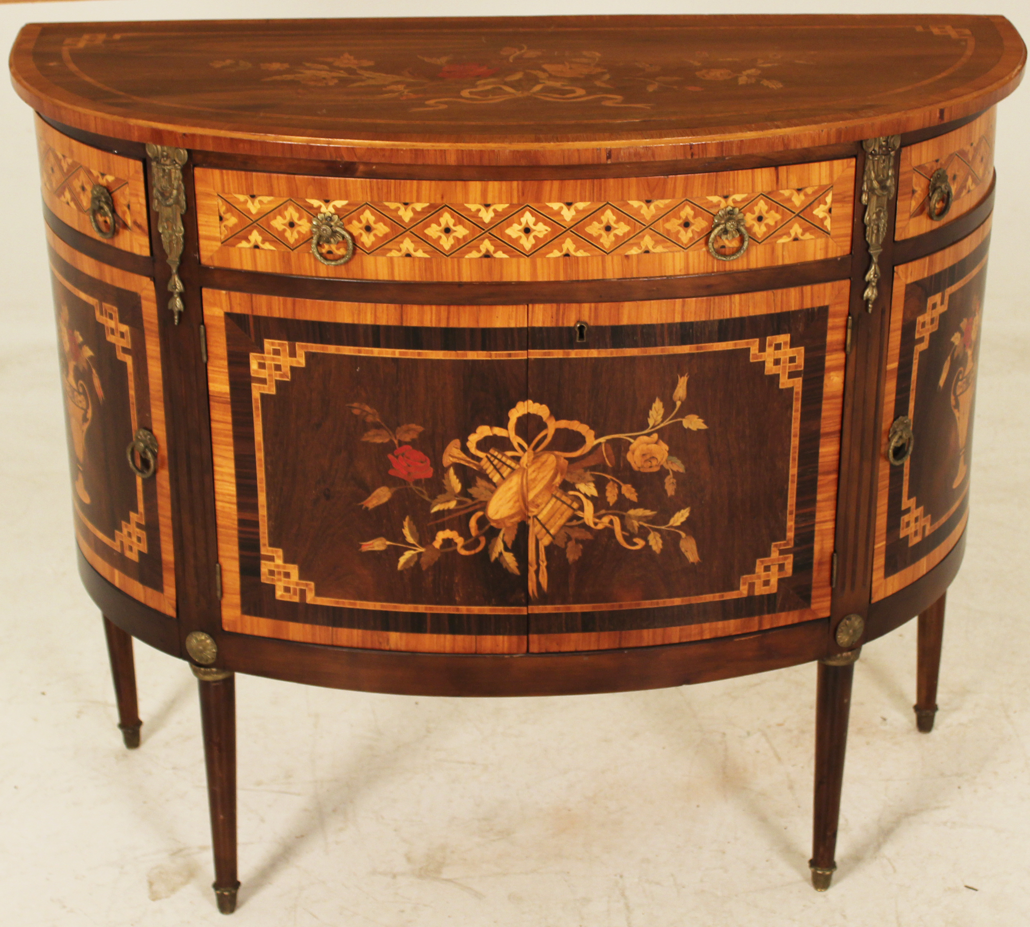 CONTINENTAL INLAID DEMI LUNE COMMODE  35f591