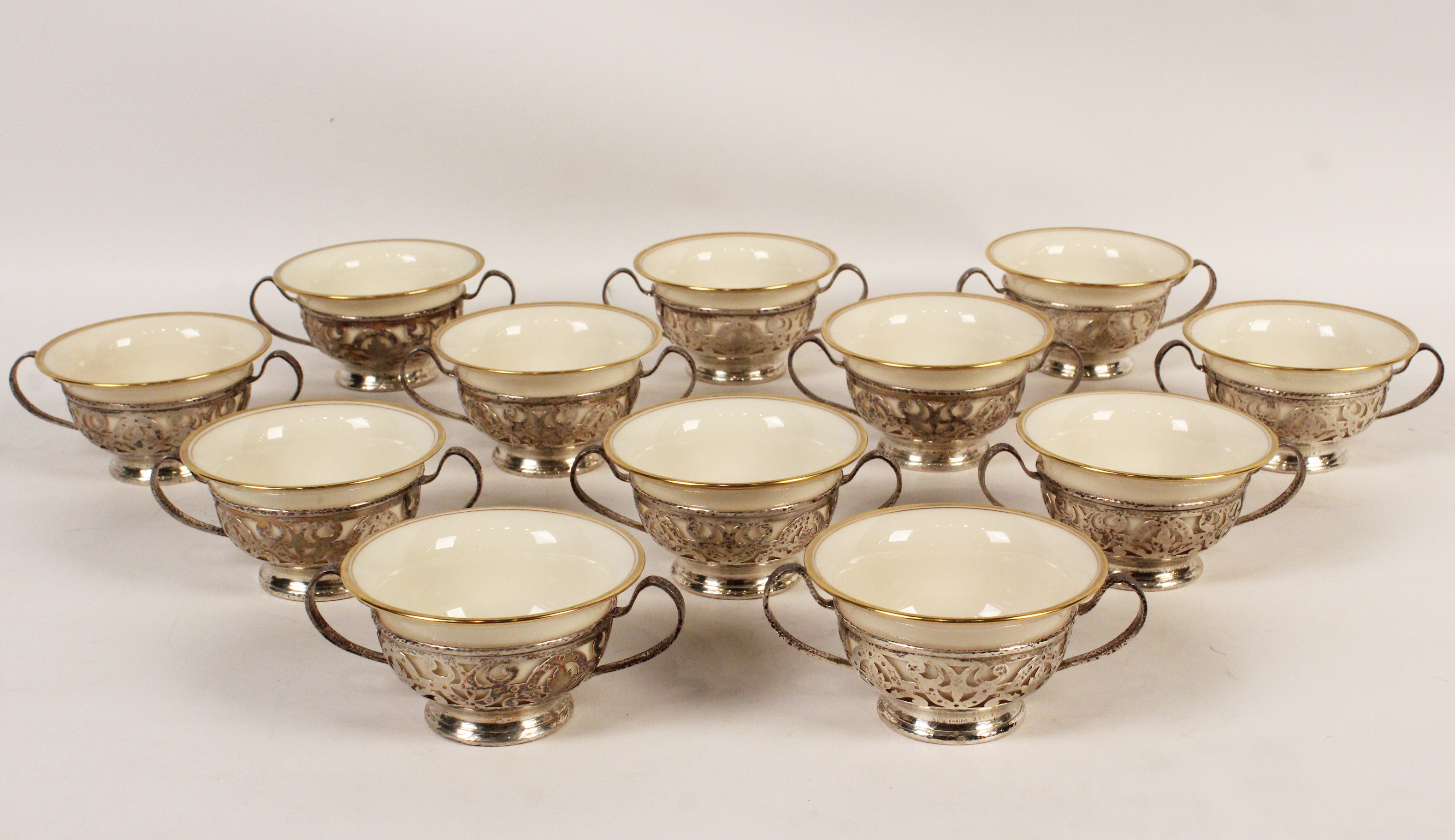 12 STERLING SILVER CUP HOLDERS 35f5c5