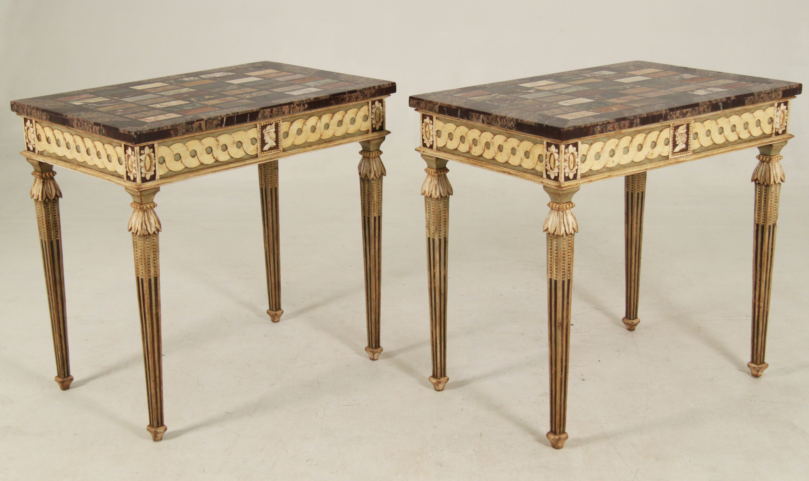 PR OF PIETRA DURA MARBLE TOP CONSOLE 35f5f4